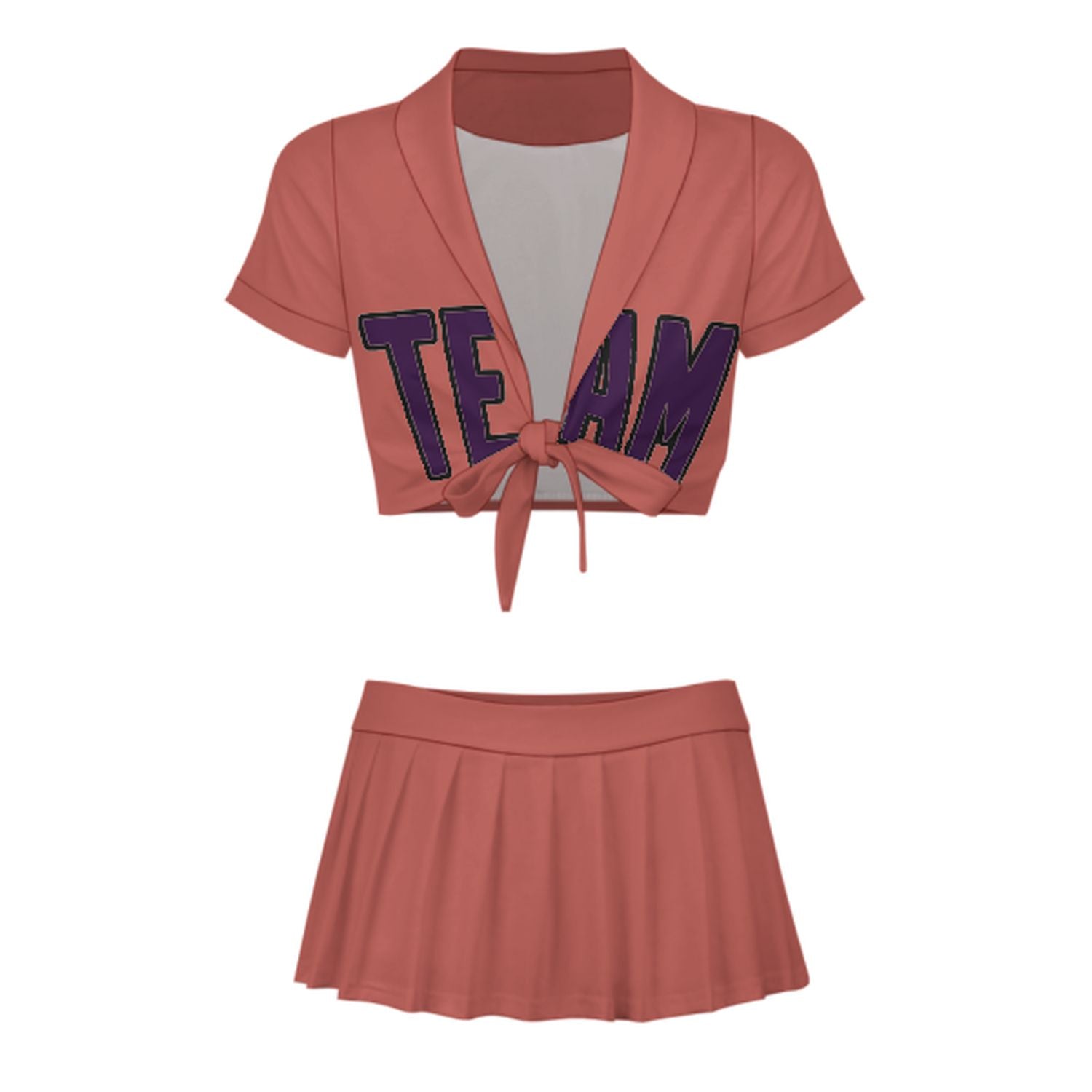 Maßgeschneidertes Kupferrose Lila Cheerleader Outfit Set