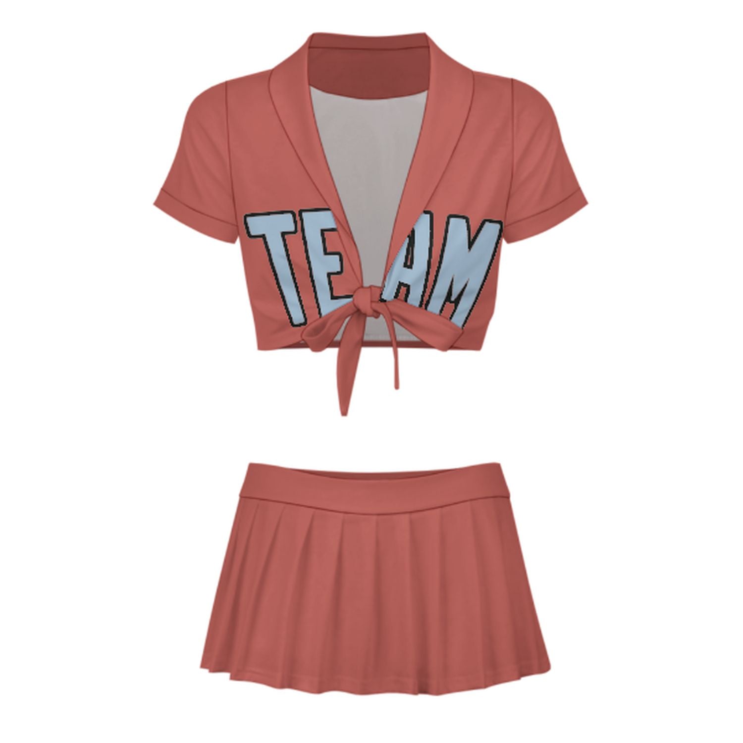 Maßgeschneidertes Kupferrose Hellblau Cheerleader Outfit Set