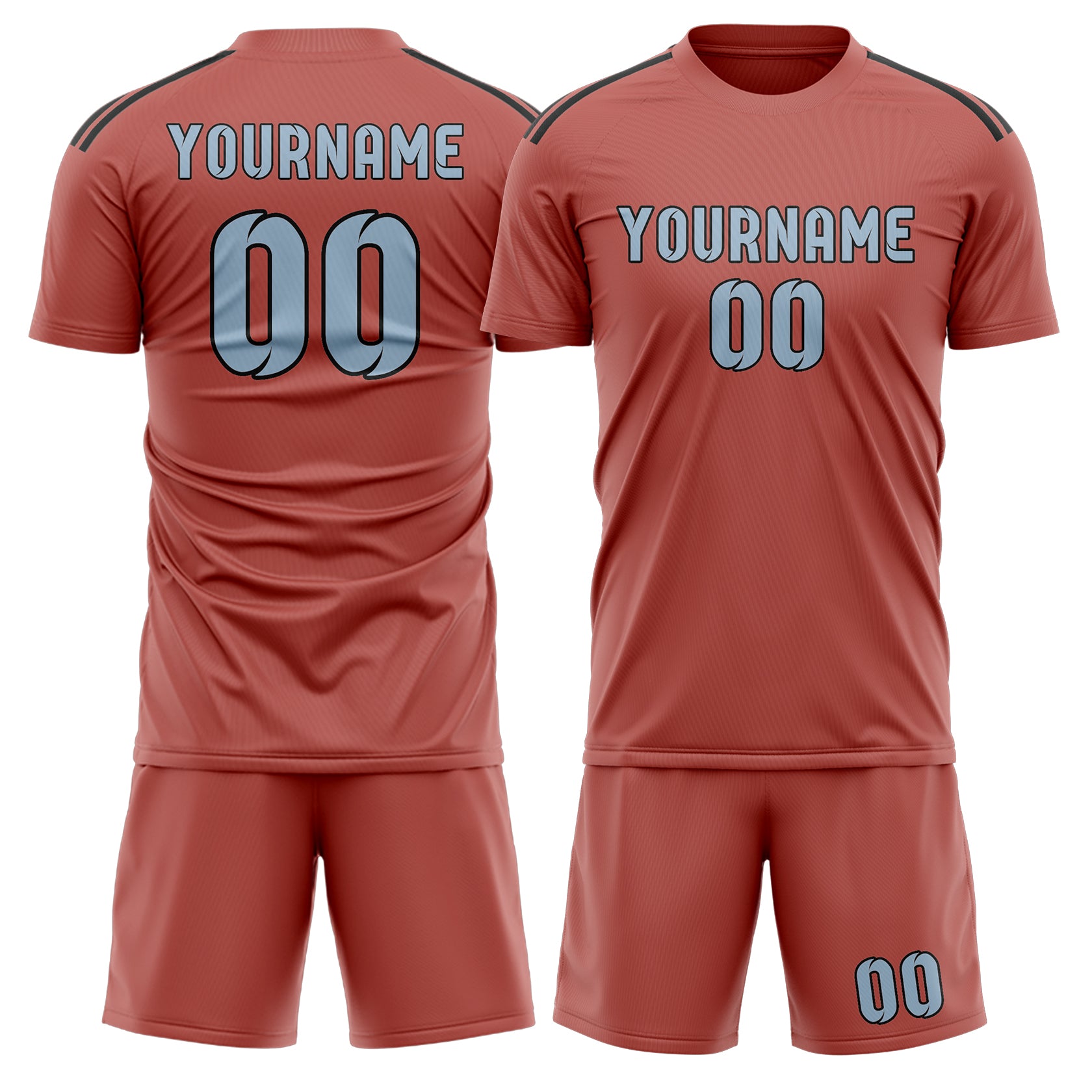 Maßgeschneidertes Professionelles Kupferrose Hellblau Fußballtrikot-Set
