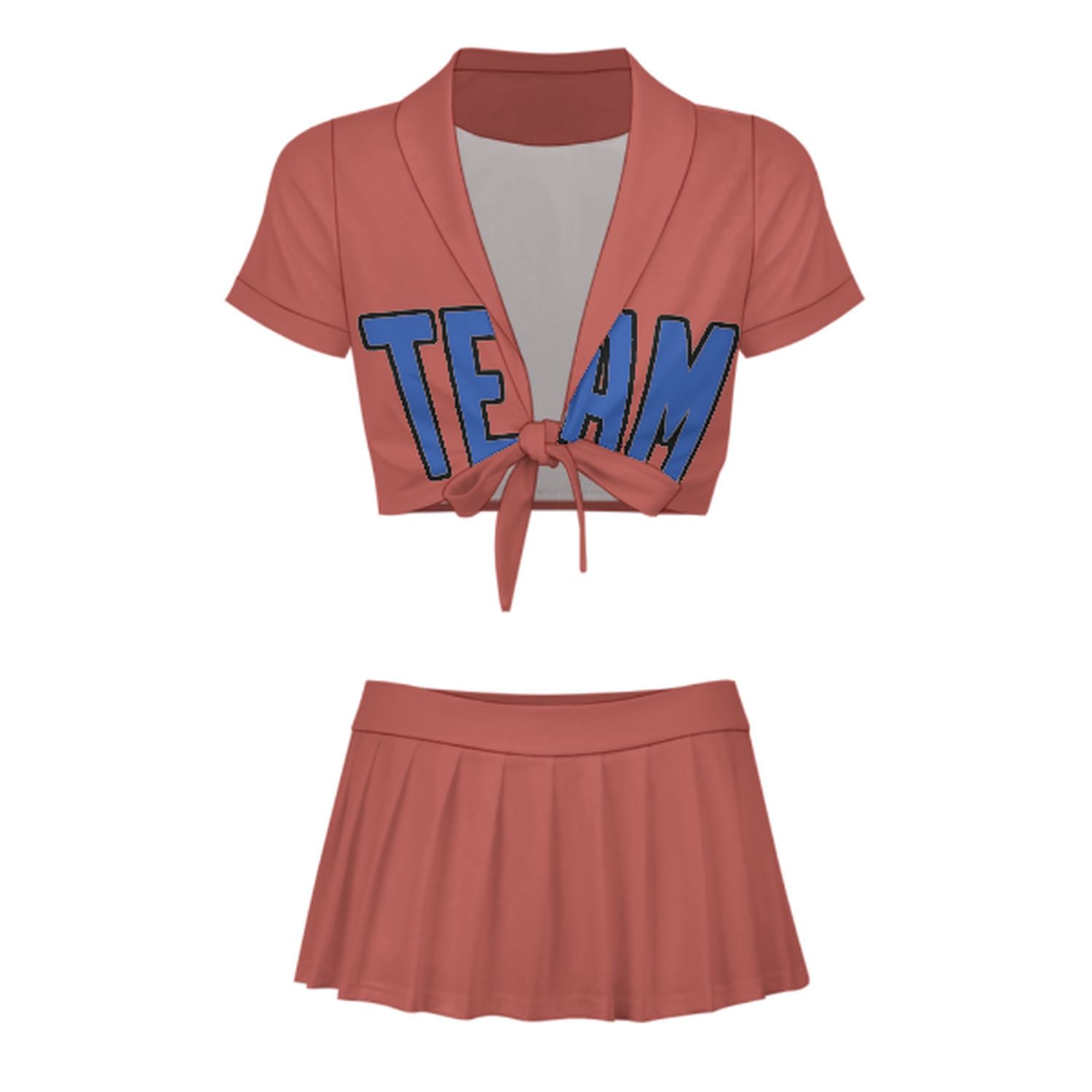 Maßgeschneidertes Kupferrose Himmelblau Cheerleader Outfit Set