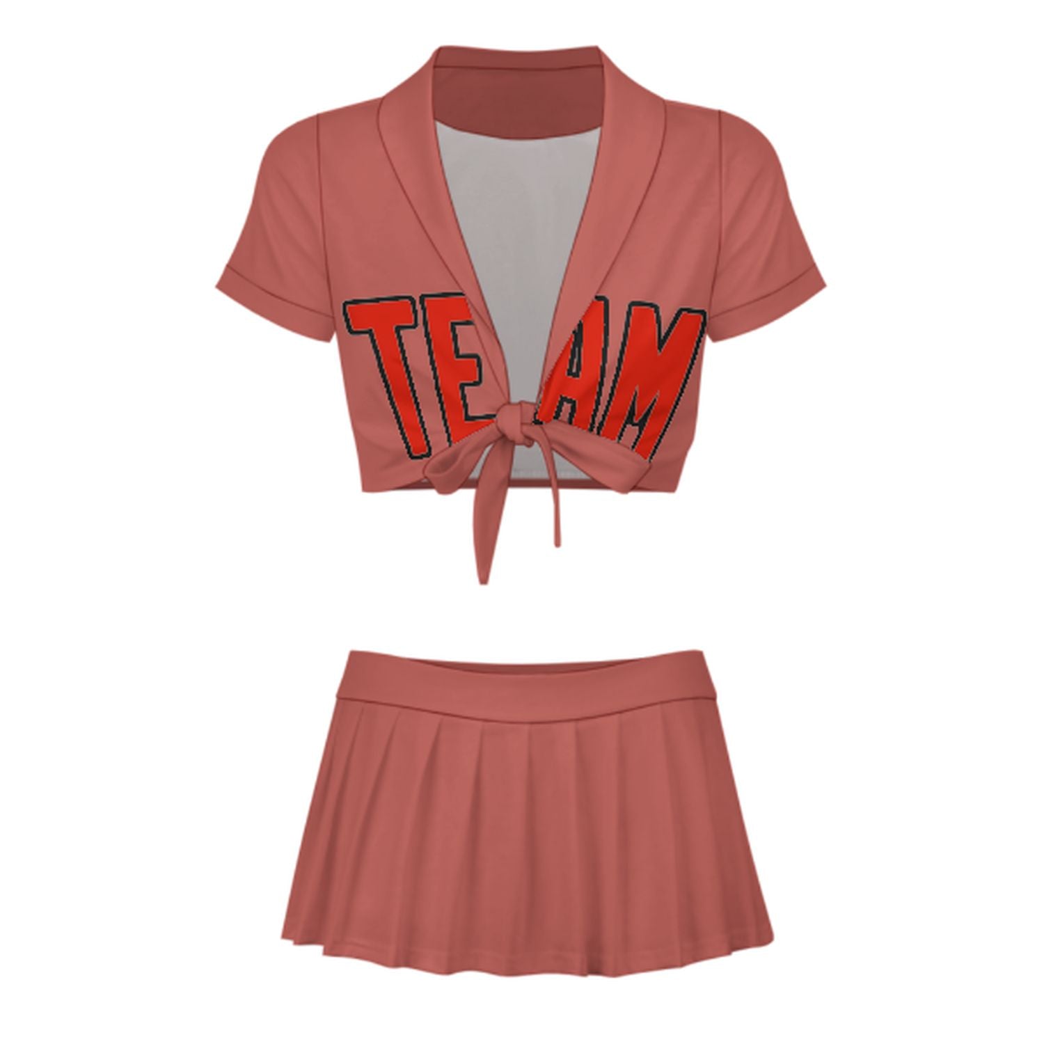 Maßgeschneidertes Kupferrose Orangerot Cheerleader Outfit Set