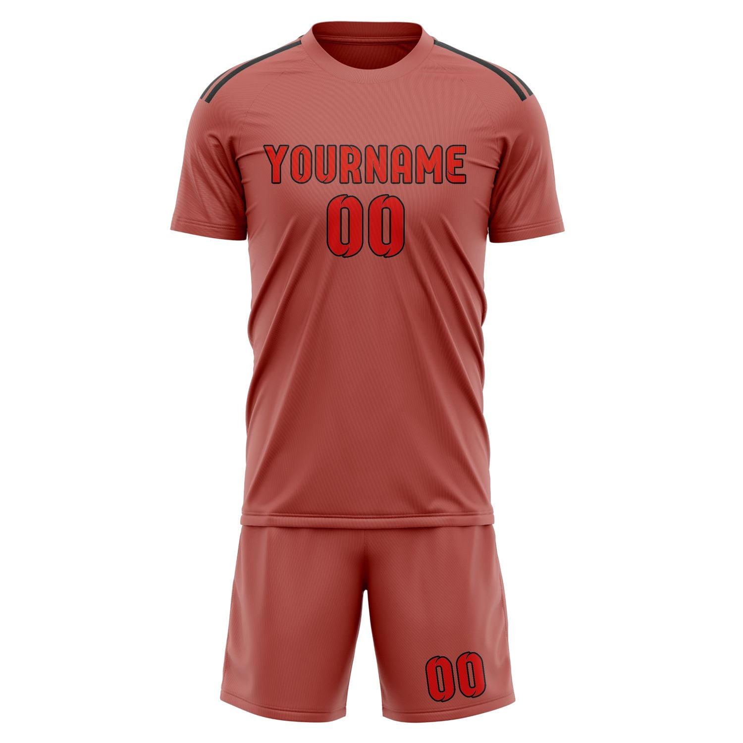 Maßgeschneidertes Professionelles Kupferrose Orangerot Fußballtrikot-Set