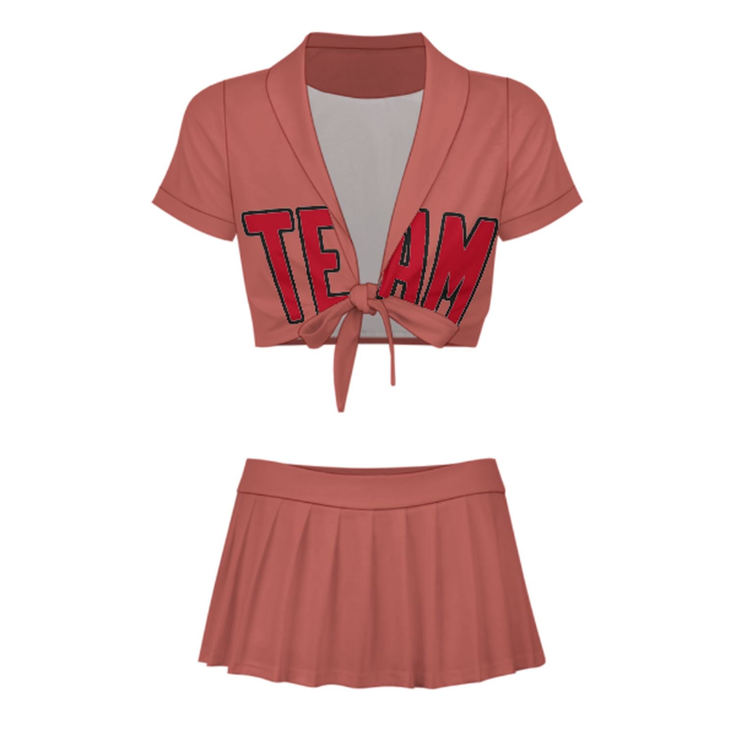 Maßgeschneidertes Kupferrose Rot Cheerleader Outfit Set