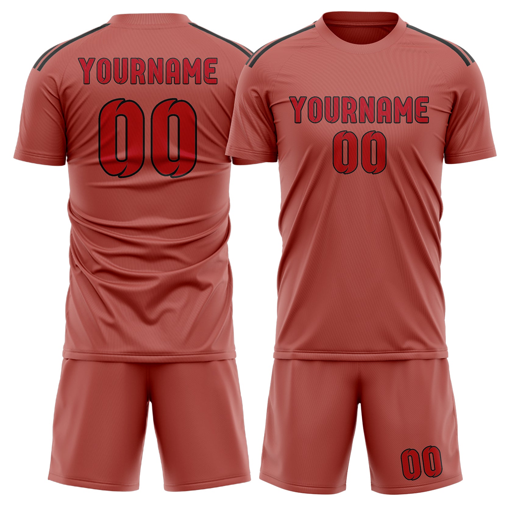 Maßgeschneidertes Professionelles Kupferrose Rot Fußballtrikot-Set