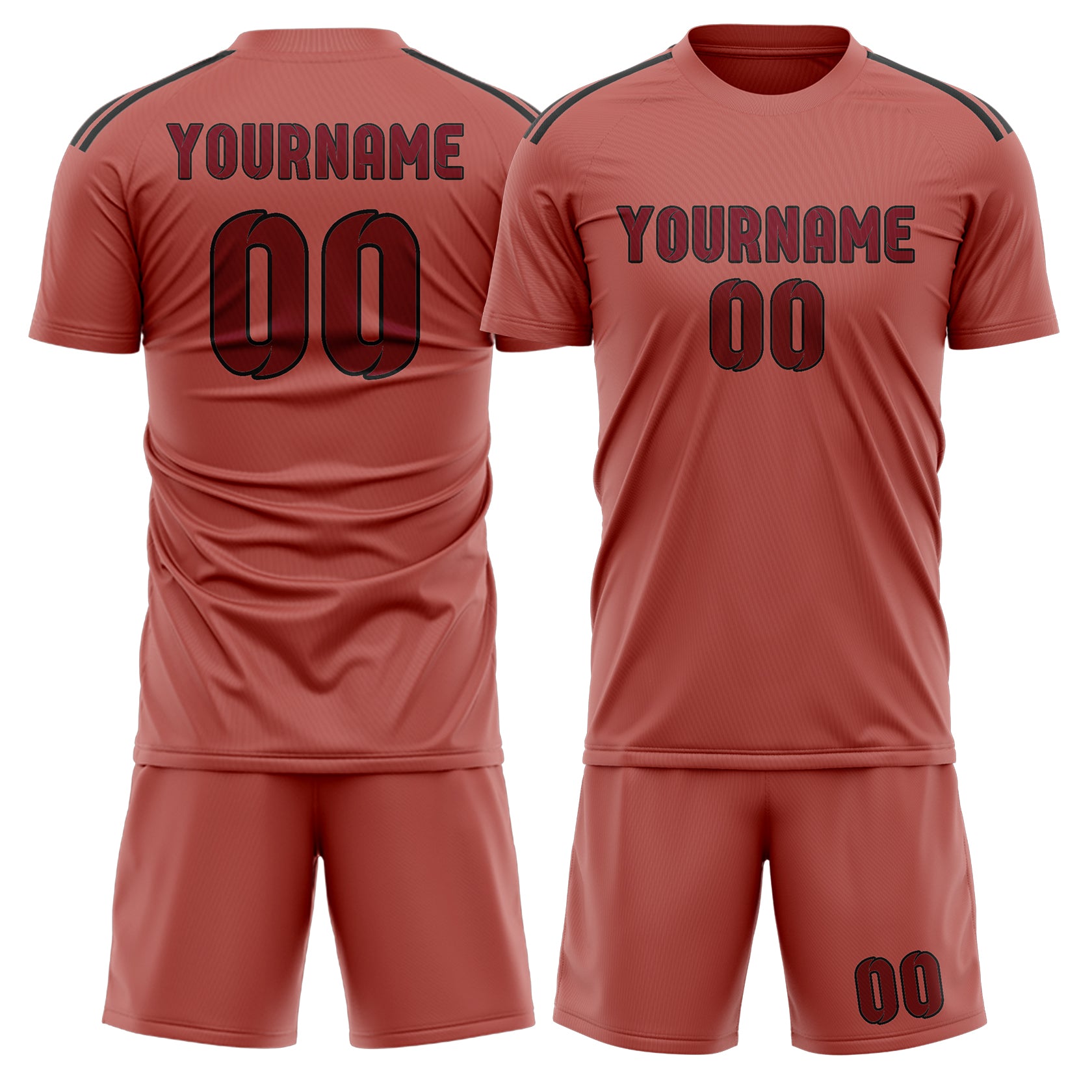 Maßgeschneidertes Professionelles Kupferrose Karmesinrot Fußballtrikot-Set