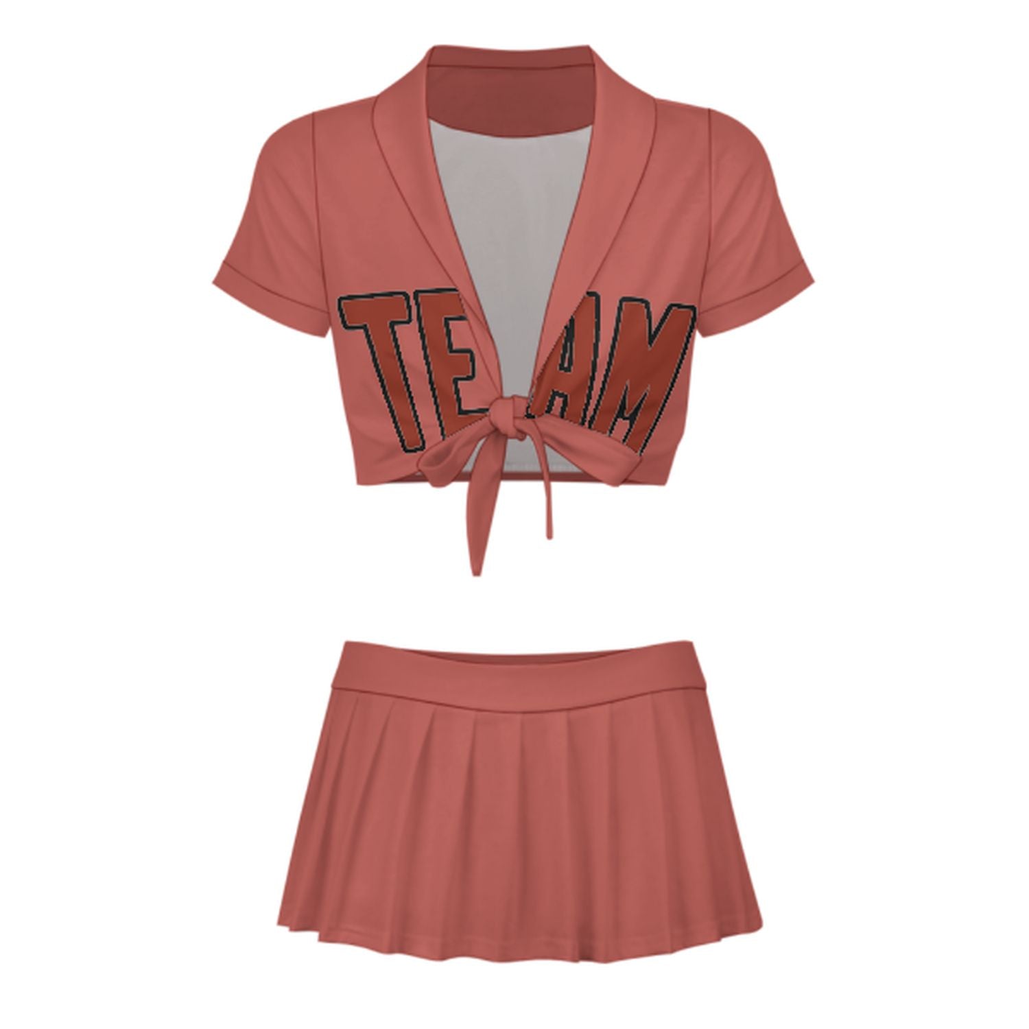 Maßgeschneidertes Kupferrose Korallenrot Cheerleader Outfit Set