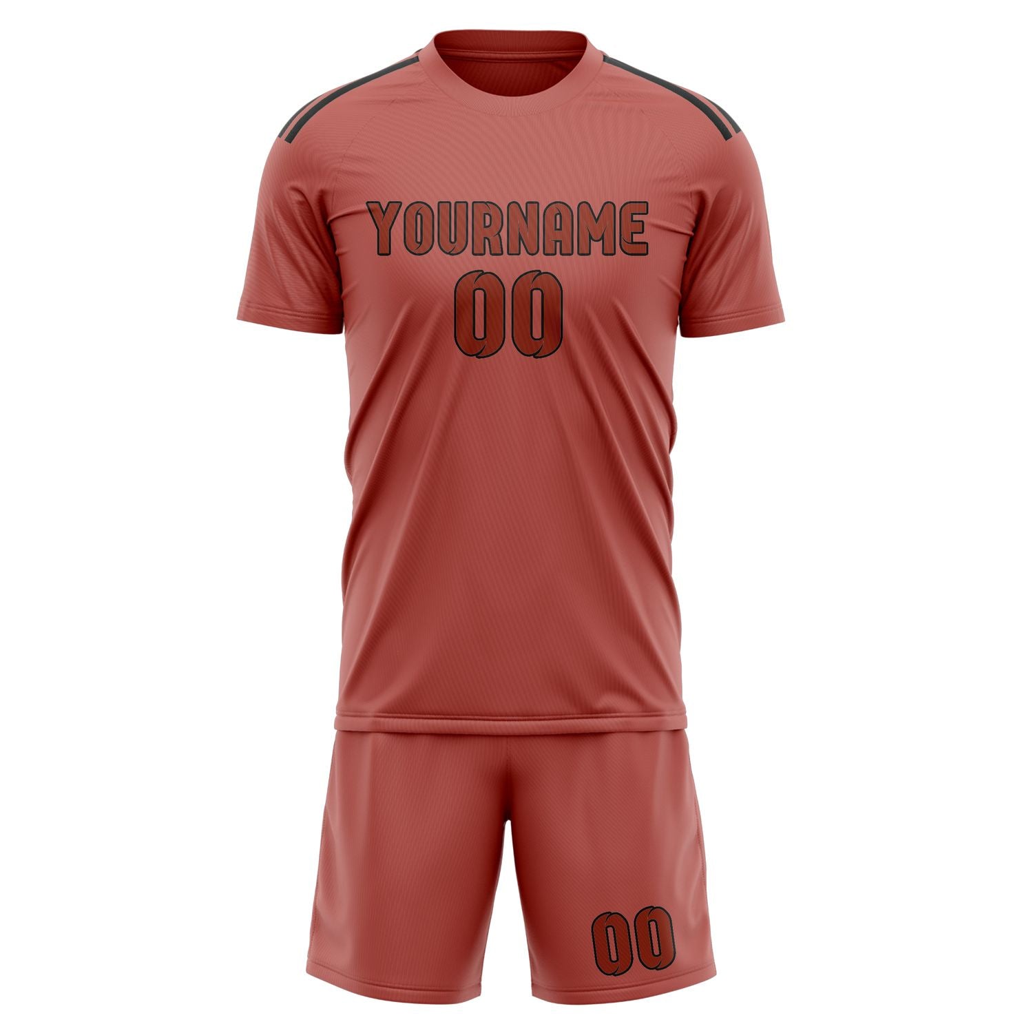 Maßgeschneidertes Professionelles Kupferrose Korallenrot Fußballtrikot-Set