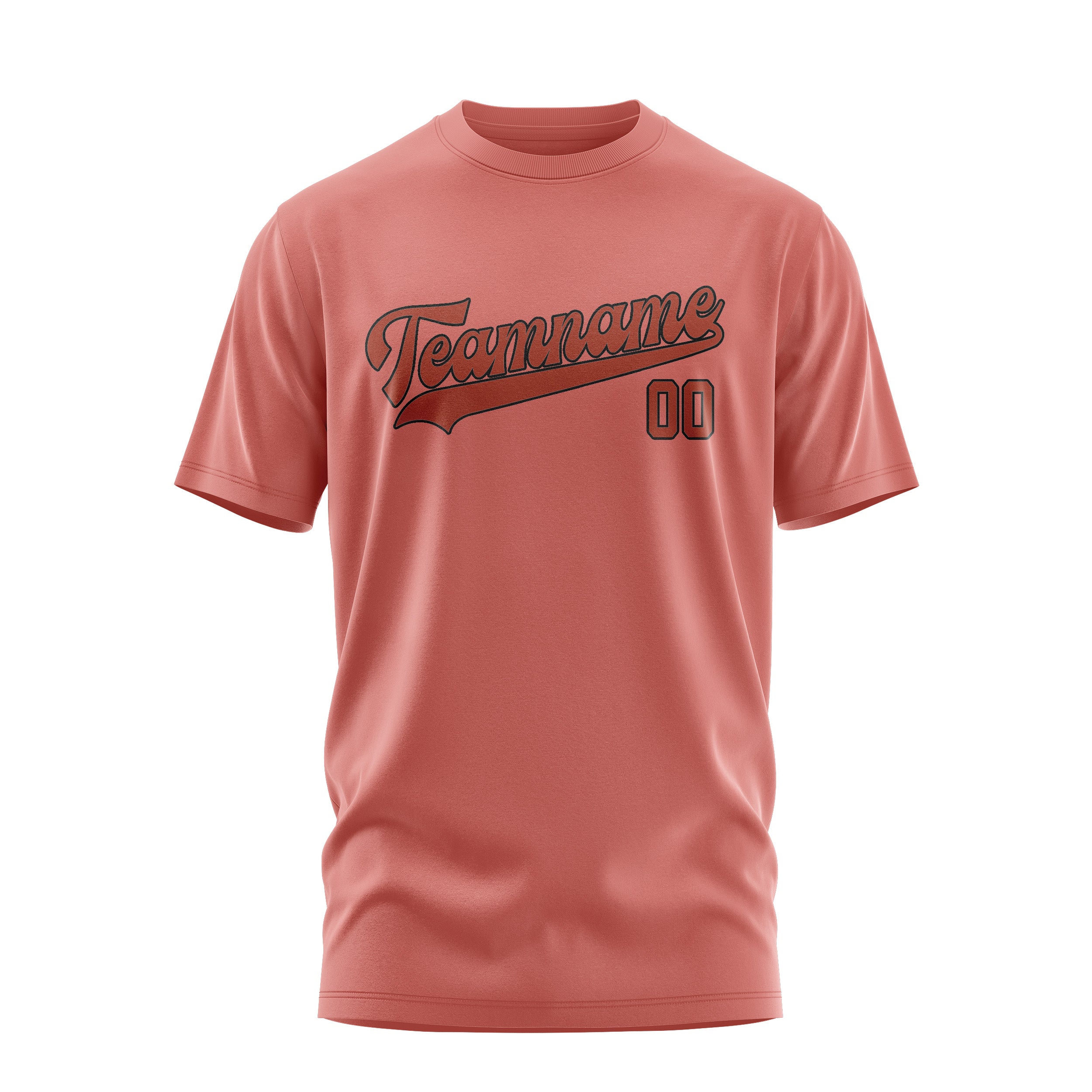 Maßgeschneidertes Kupferrose Korallenrot T-Shirt