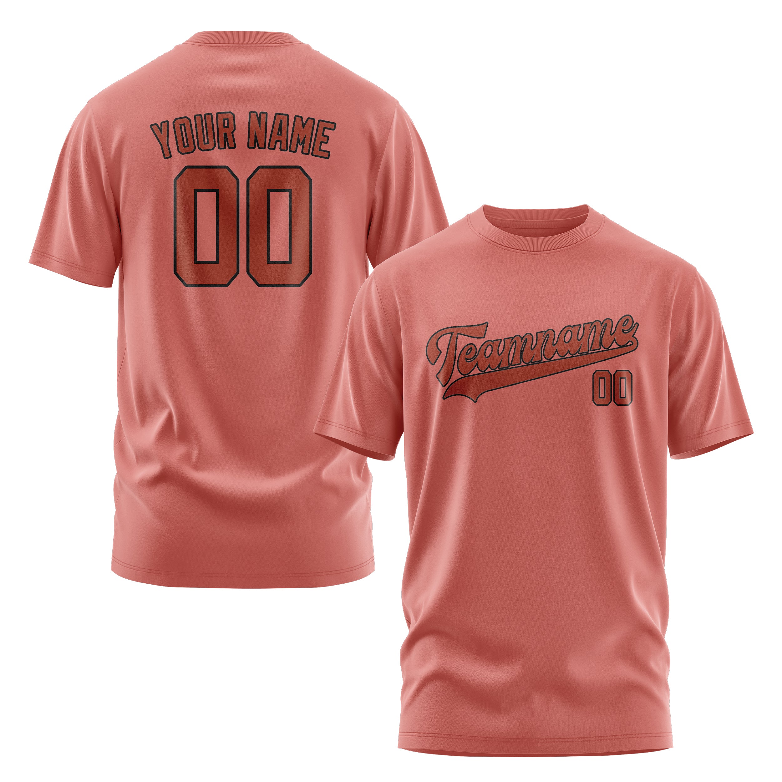 Maßgeschneidertes Kupferrose Korallenrot T-Shirt