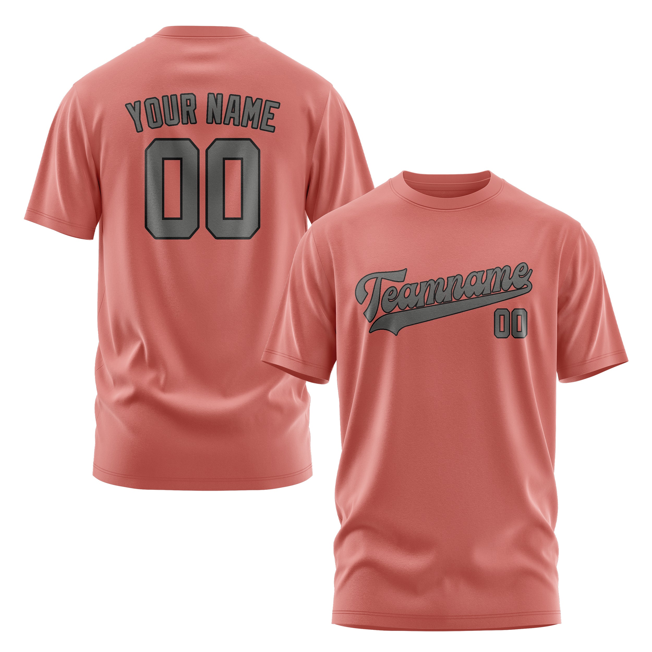 Maßgeschneidertes Kupferrose Dunkelgrau T-Shirt