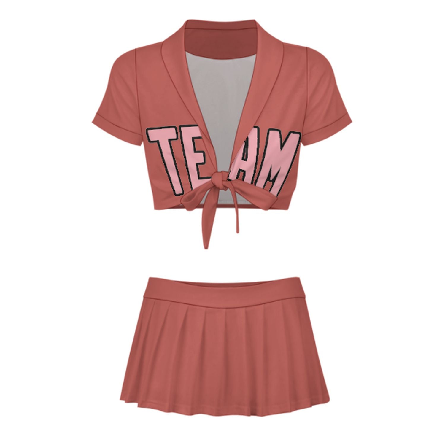 Maßgeschneidertes Kupferrose Rosa Cheerleader Outfit Set