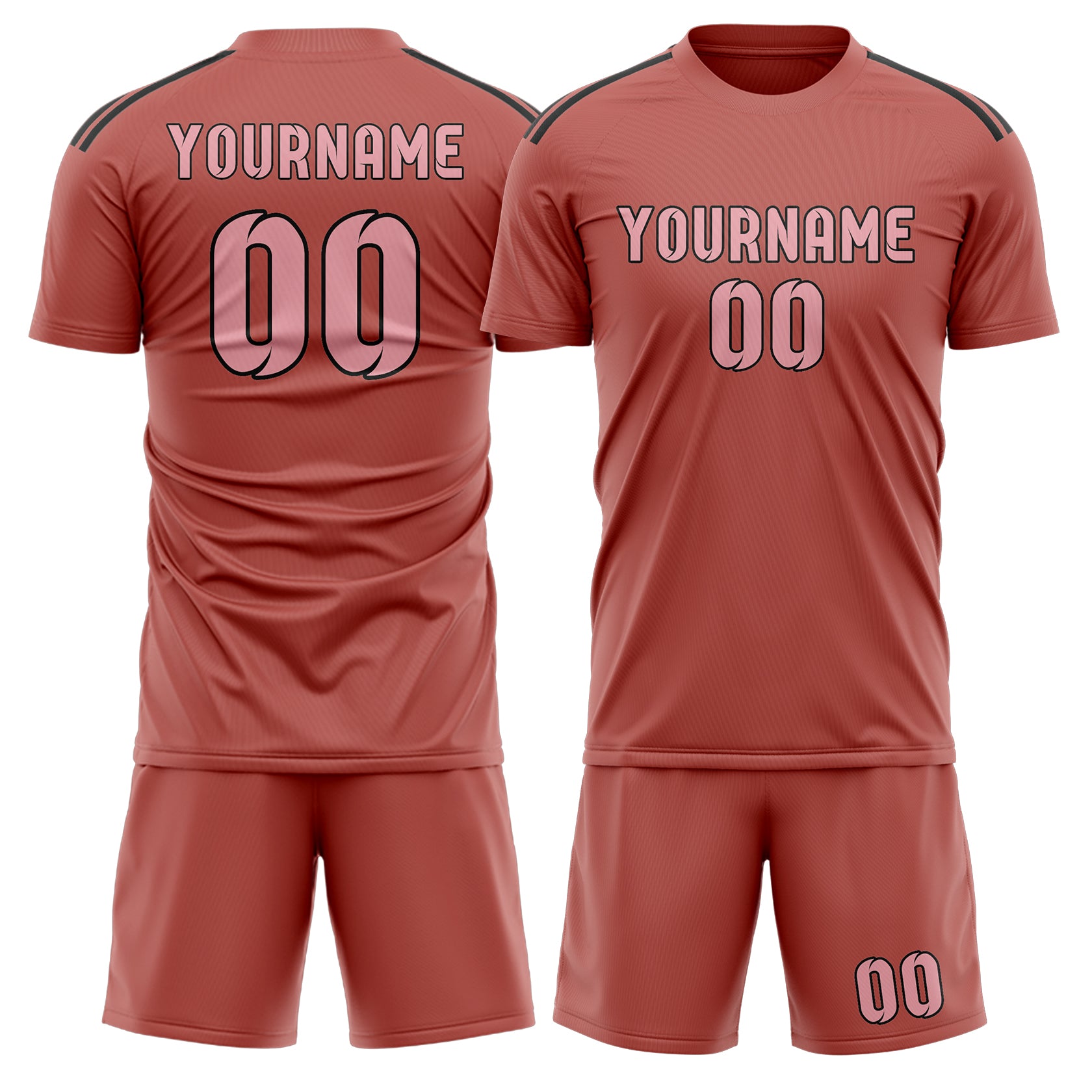 Maßgeschneidertes Professionelles Kupferrose Rosa Fußballtrikot-Set