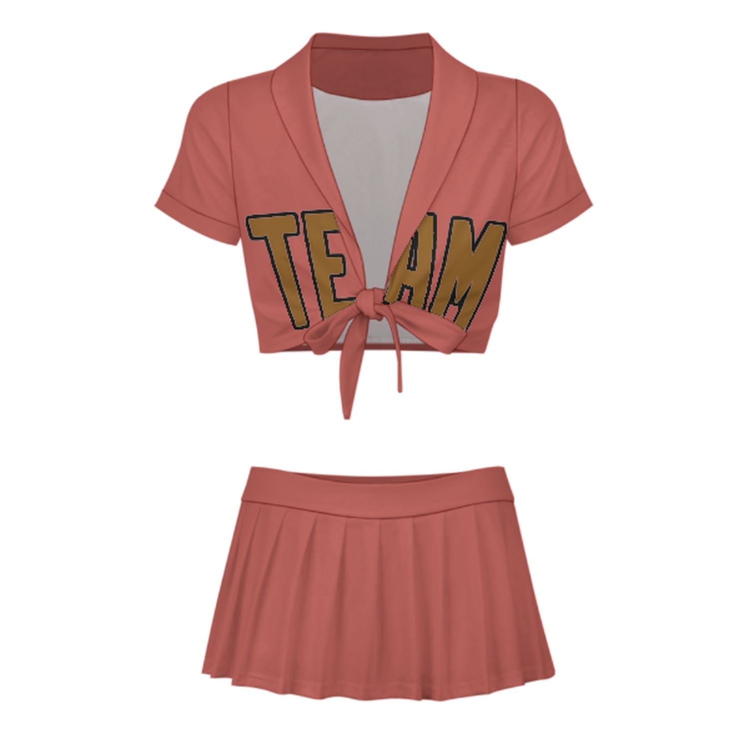 Maßgeschneidertes Kupferrose Khaki Cheerleader Outfit Set