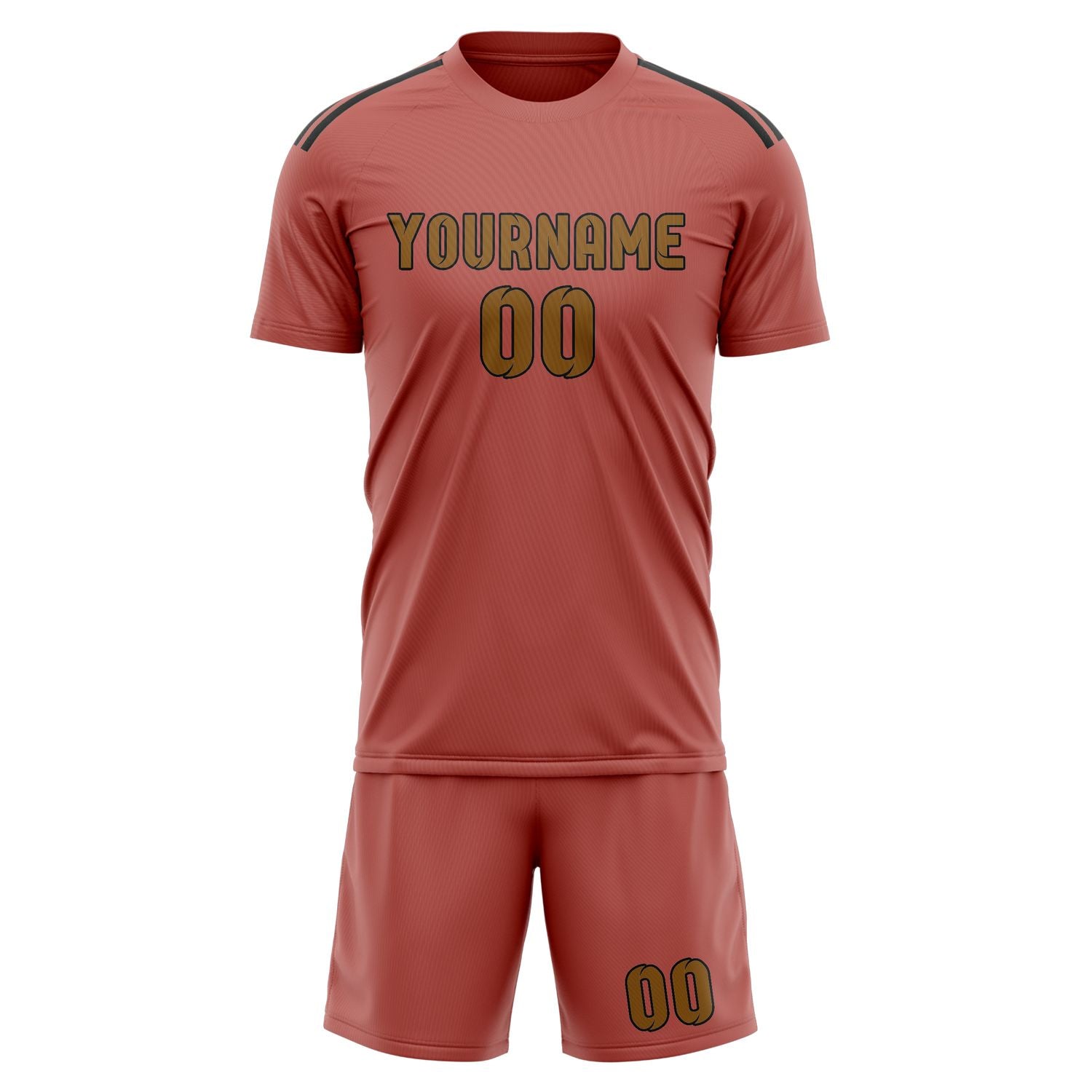 Maßgeschneidertes Professionelles Kupferrose Khaki Fußballtrikot-Set