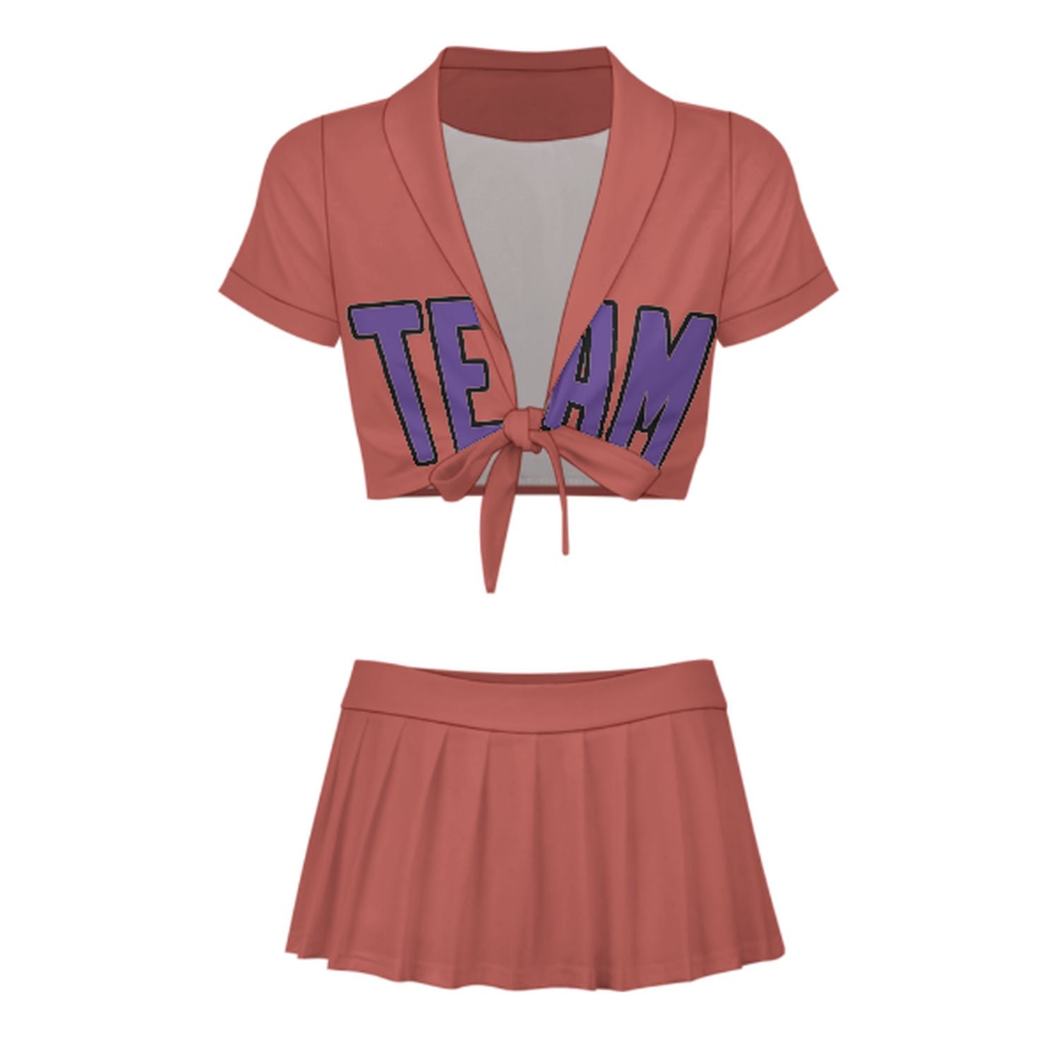 Maßgeschneidertes Kupferrose Lavendel Cheerleader Outfit Set