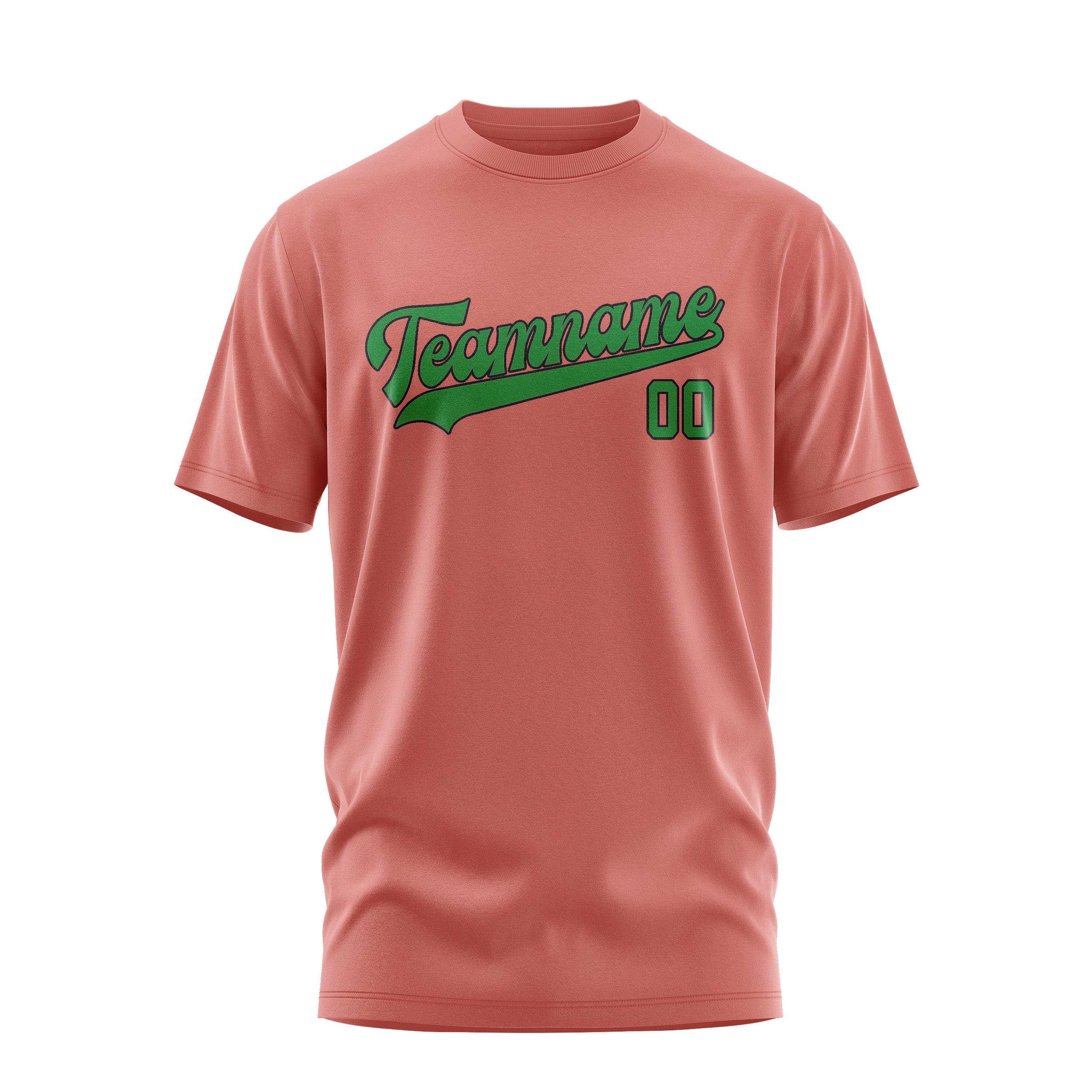 Maßgeschneidertes Kupferrose Smaragdgrün T-Shirt