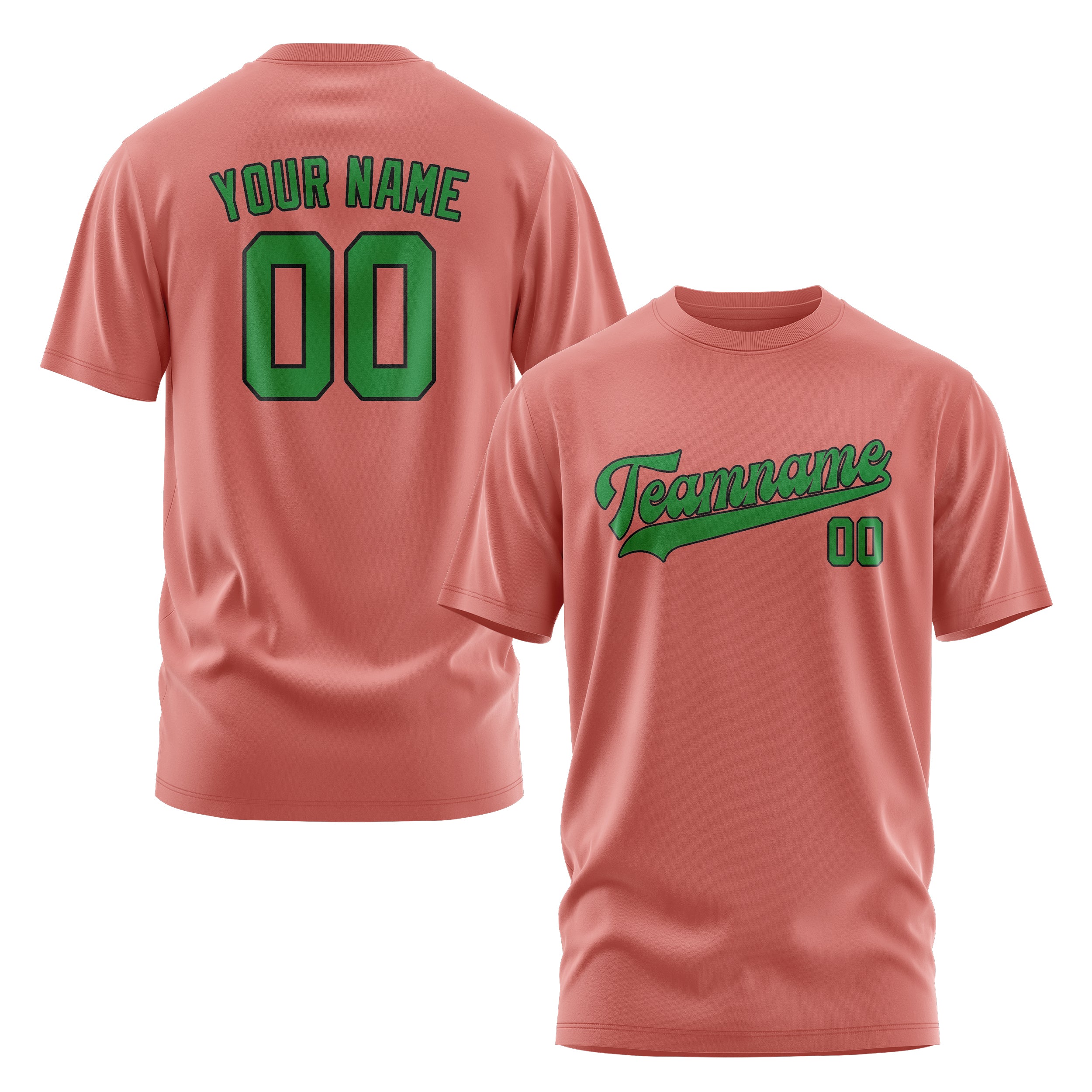Maßgeschneidertes Kupferrose Smaragdgrün T-Shirt
