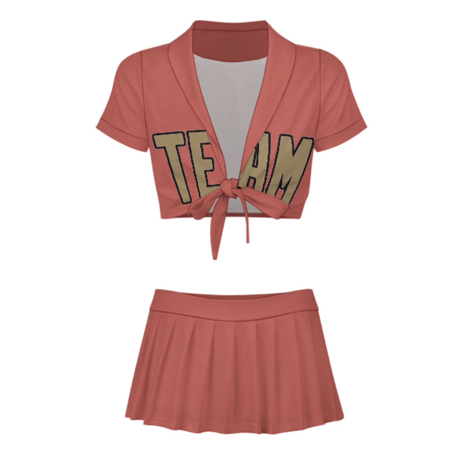Maßgeschneidertes Kupferrose Hellkhaki Cheerleader Outfit Set