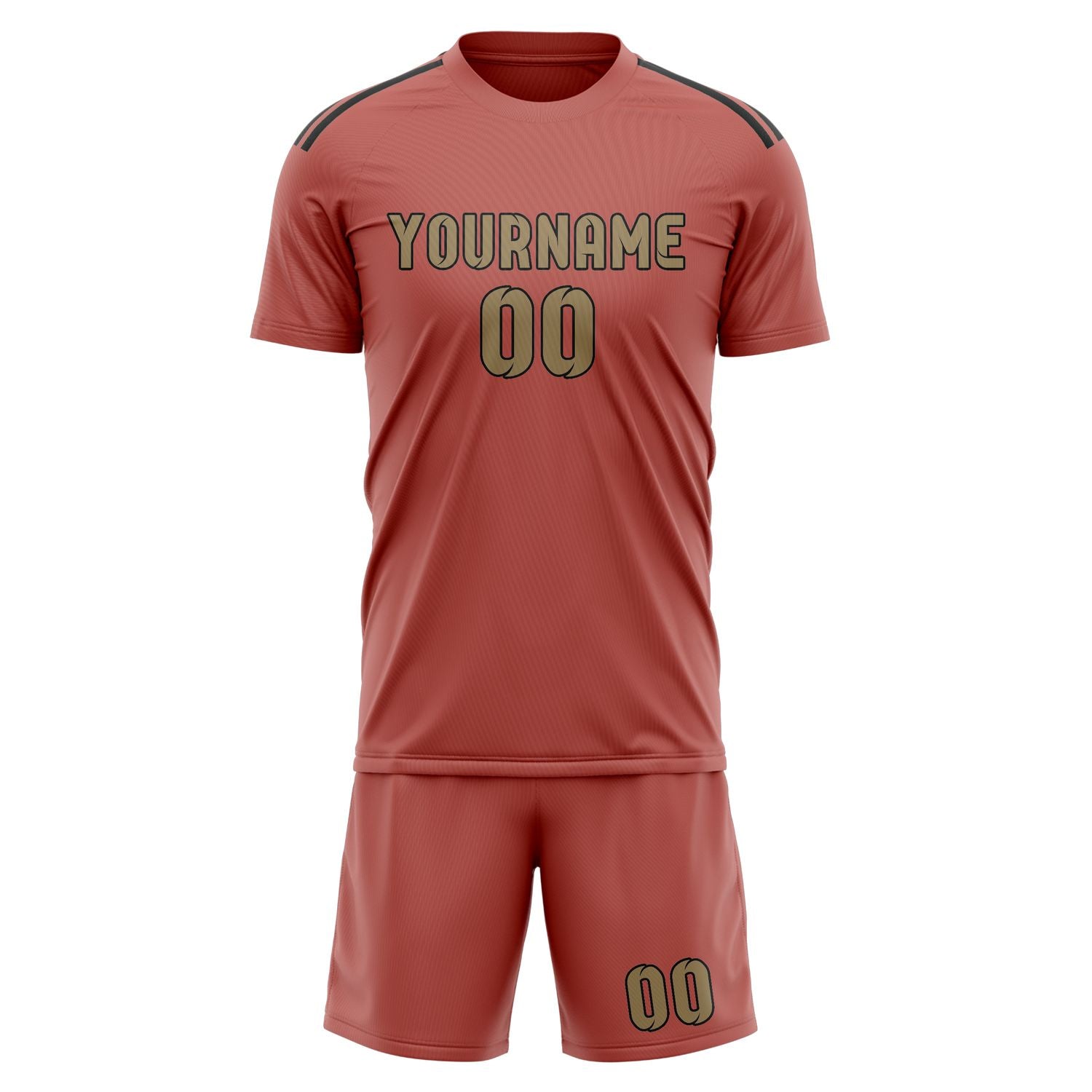 Maßgeschneidertes Professionelles Kupferrose Hellkhaki Fußballtrikot-Set