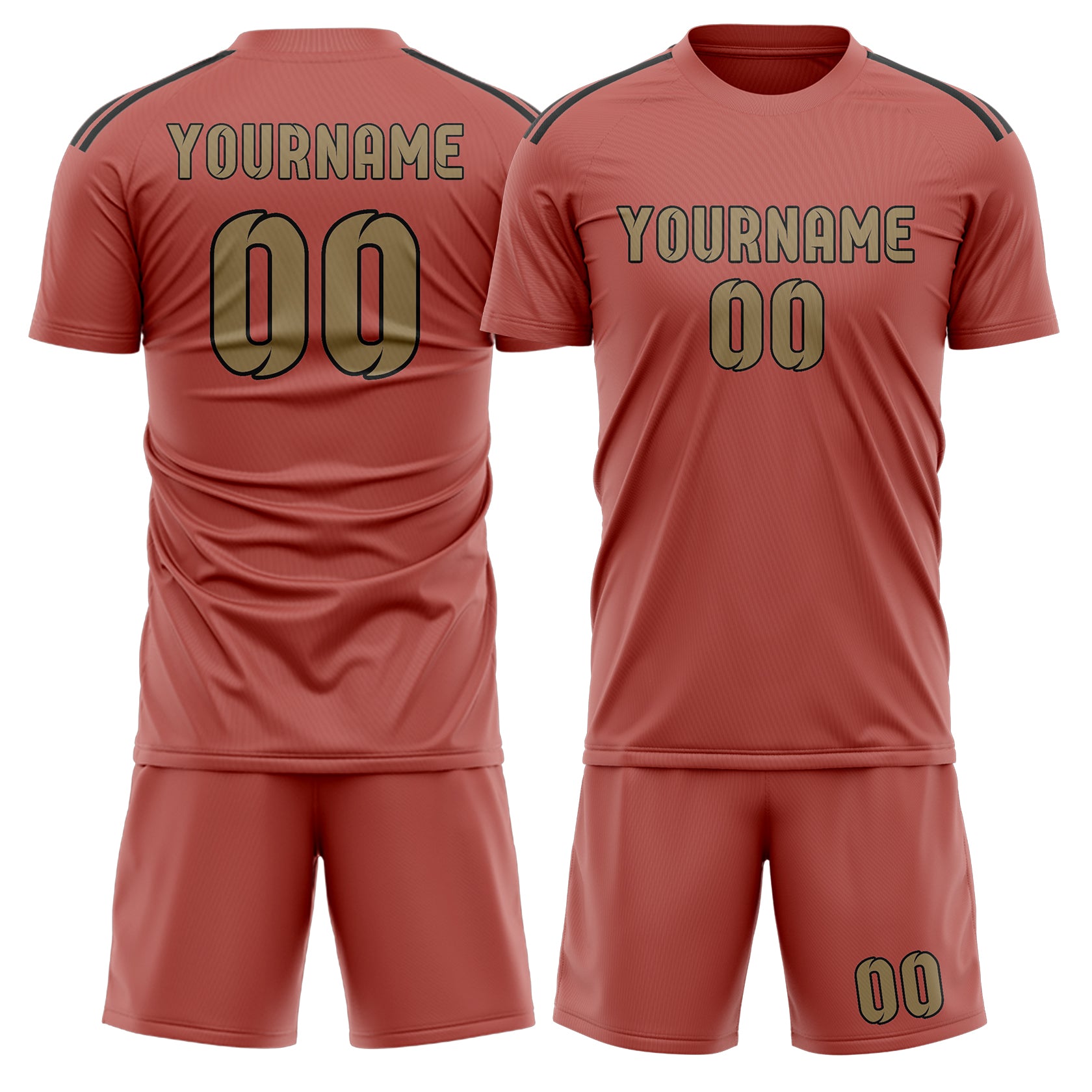 Maßgeschneidertes Professionelles Kupferrose Hellkhaki Fußballtrikot-Set