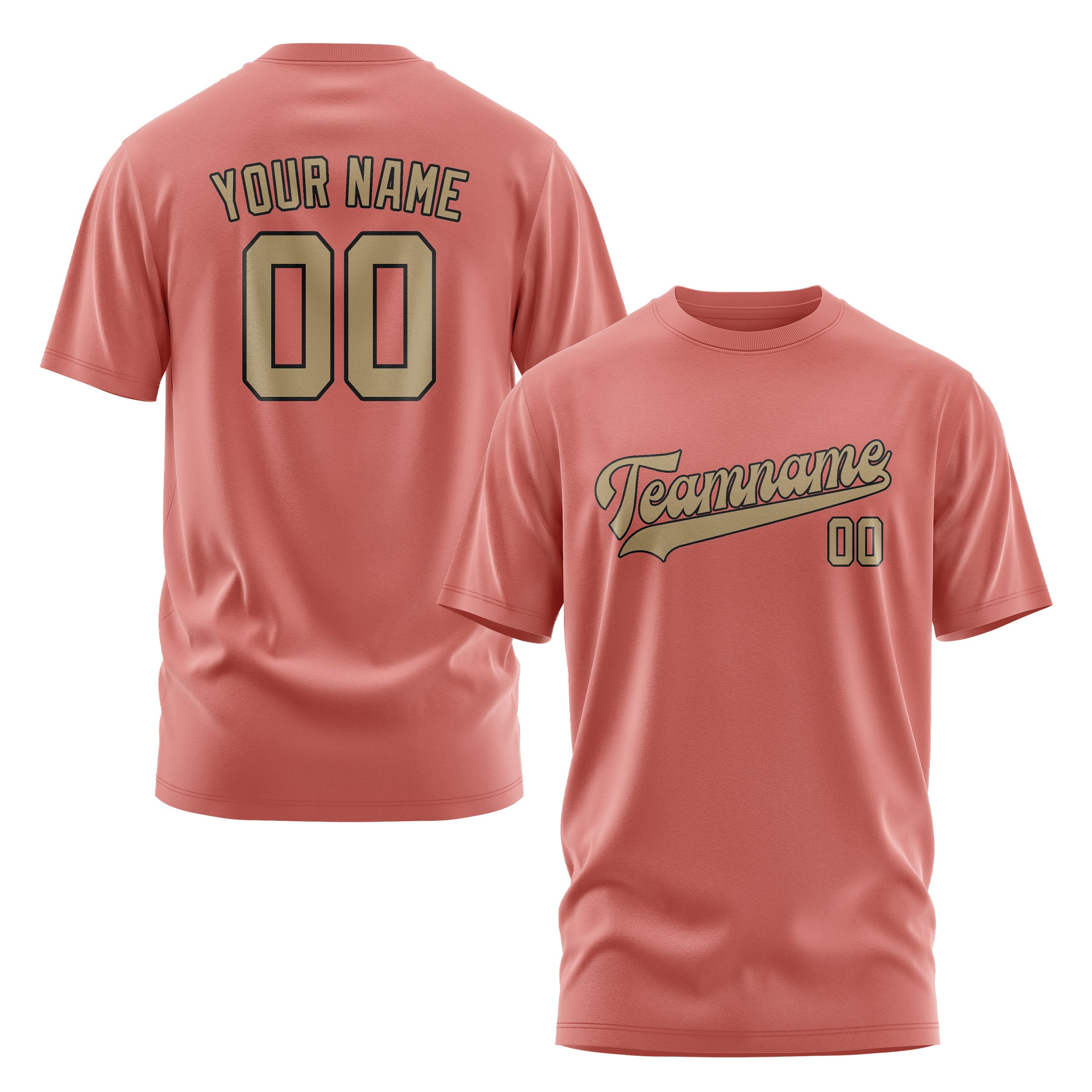 Maßgeschneidertes Kupferrose Hellkhaki T-Shirt