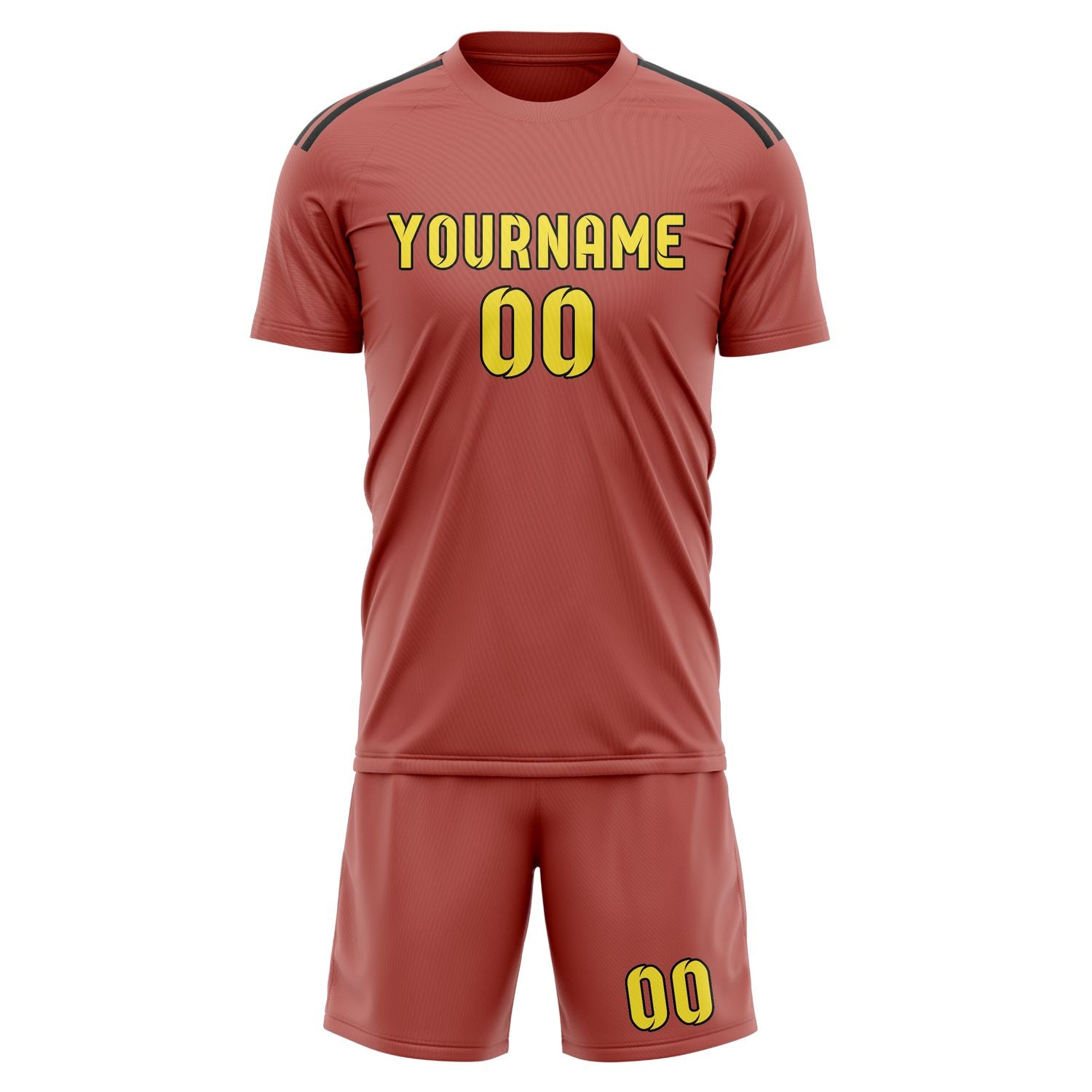 Maßgeschneidertes Professionelles Kupferrose Blassgelb Fußballtrikot-Set