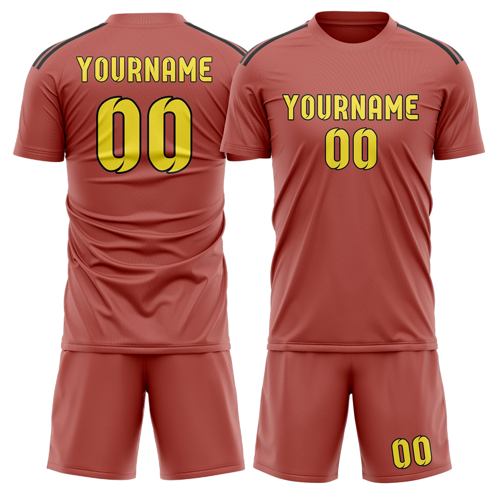Maßgeschneidertes Professionelles Kupferrose Blassgelb Fußballtrikot-Set