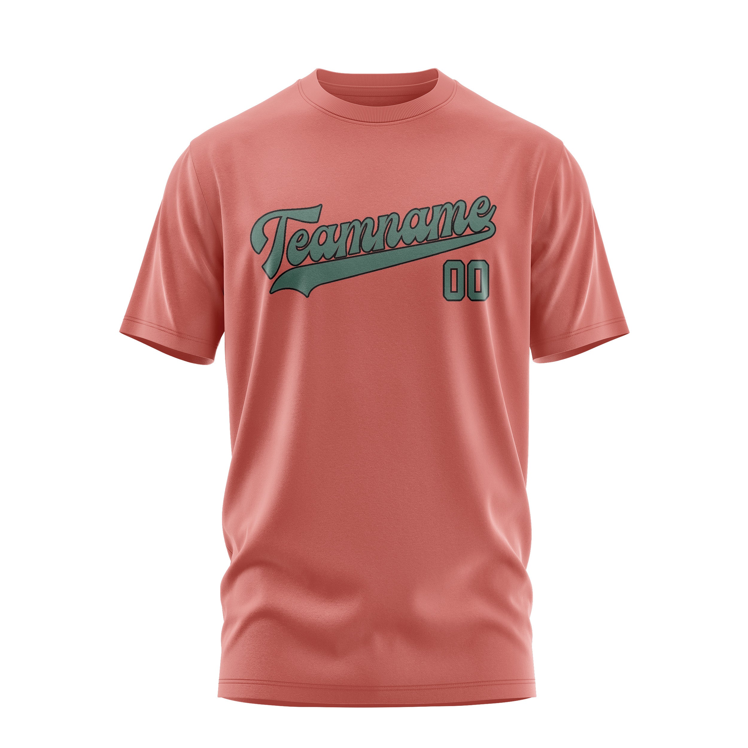 Maßgeschneidertes Kupferrose Blaugrün T-Shirt