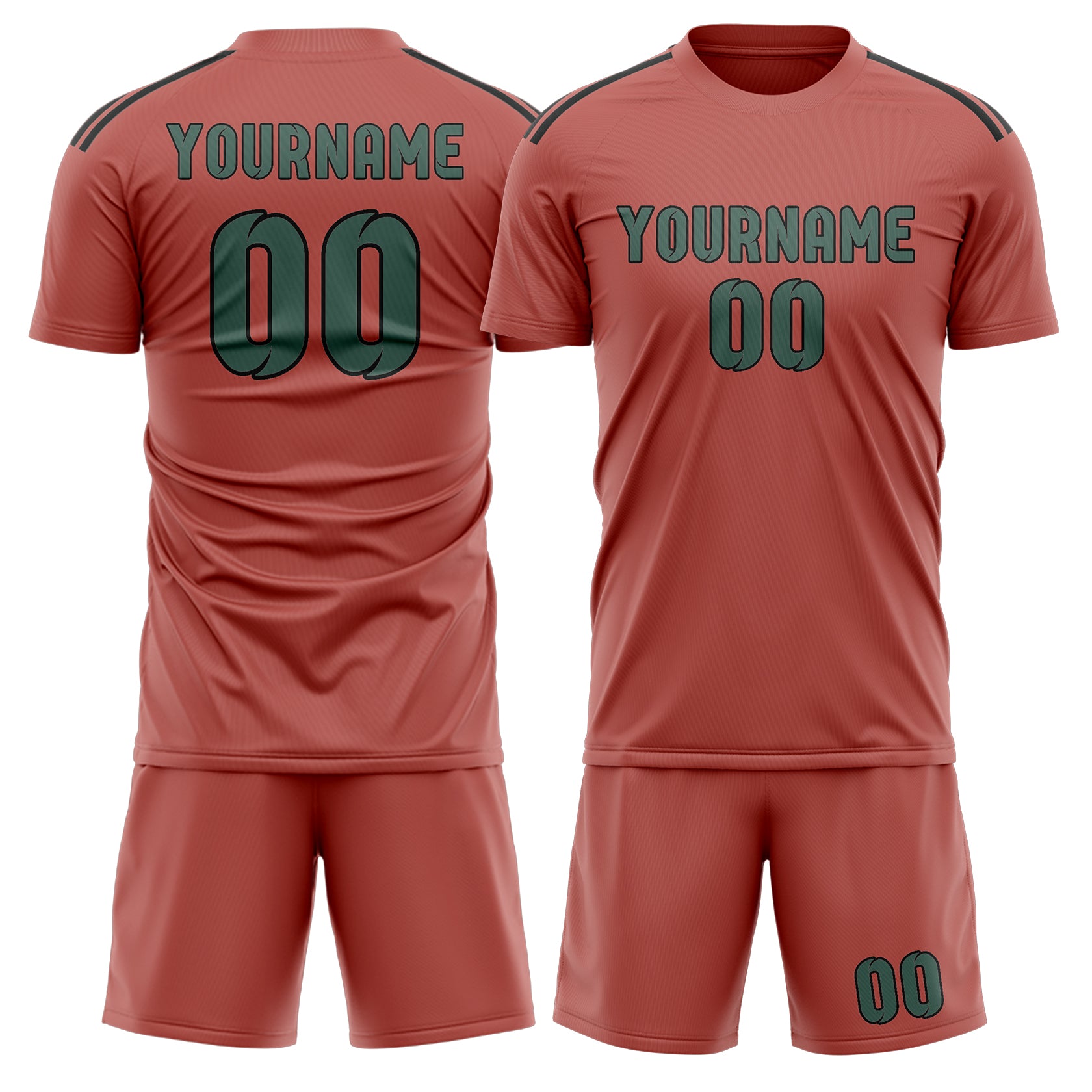 Maßgeschneidertes Professionelles Kupferrose Blaugrün Fußballtrikot-Set