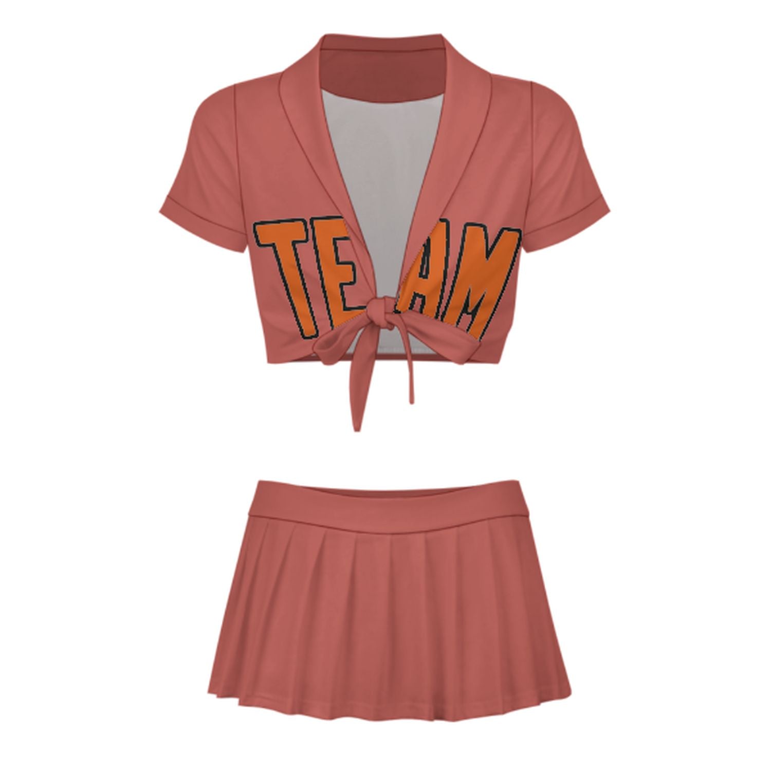 Maßgeschneidertes Kupferrose Orange Cheerleader Outfit Set