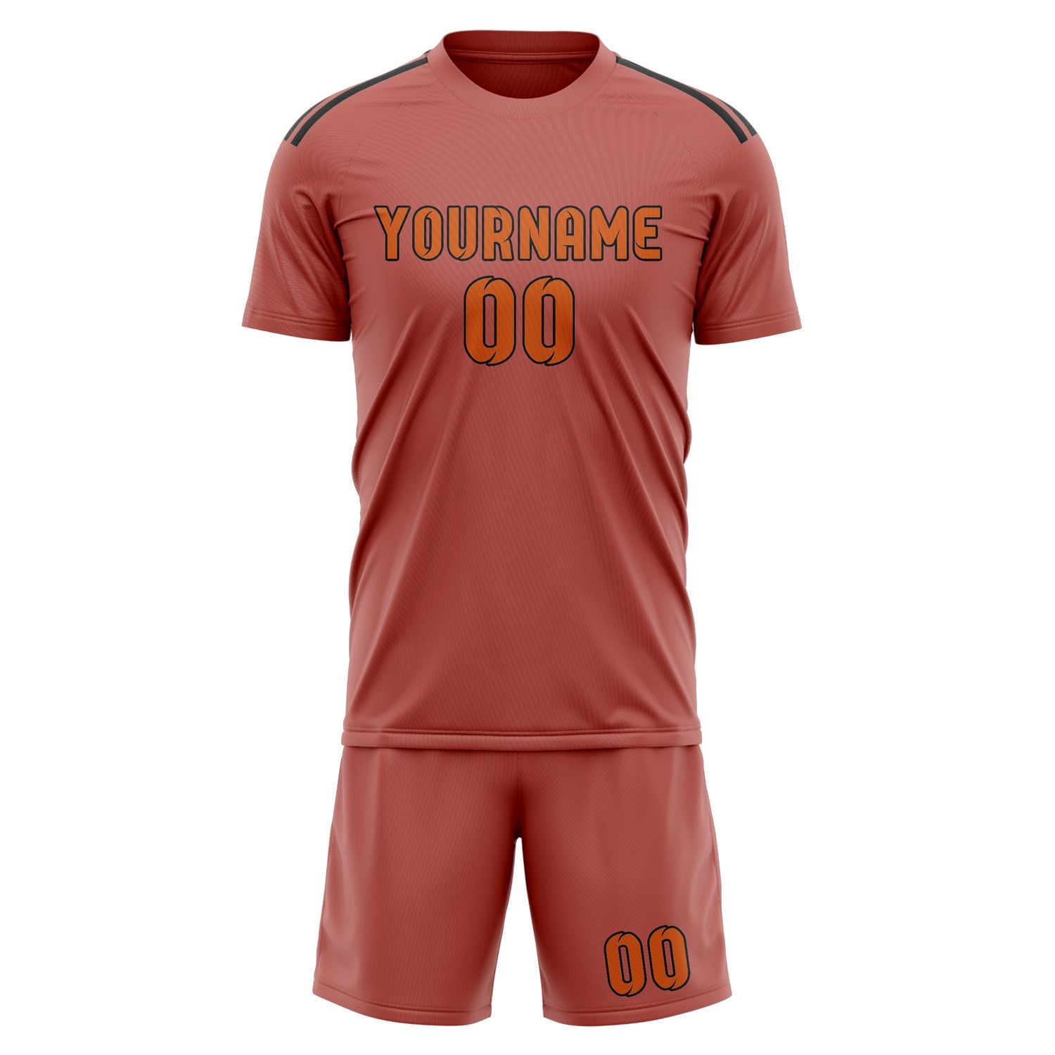 Maßgeschneidertes Professionelles Kupferrose Orange Fußballtrikot-Set