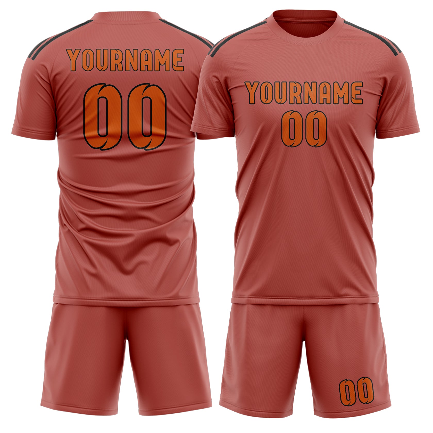 Maßgeschneidertes Professionelles Kupferrose Orange Fußballtrikot-Set