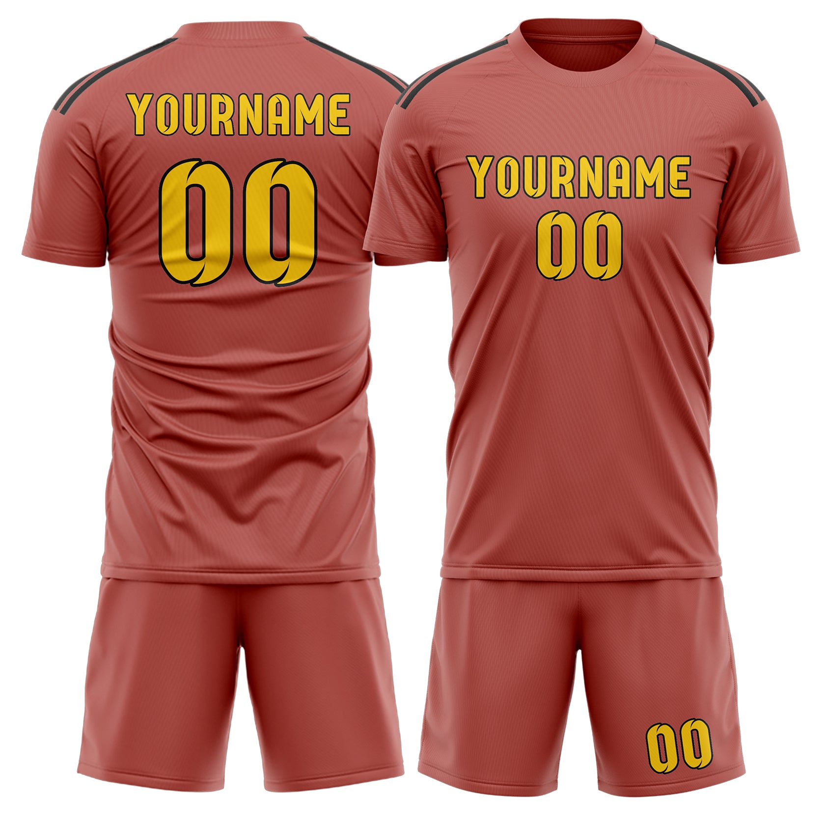 Maßgeschneidertes Professionelles Kupferrose Gold Fußballtrikot-Set