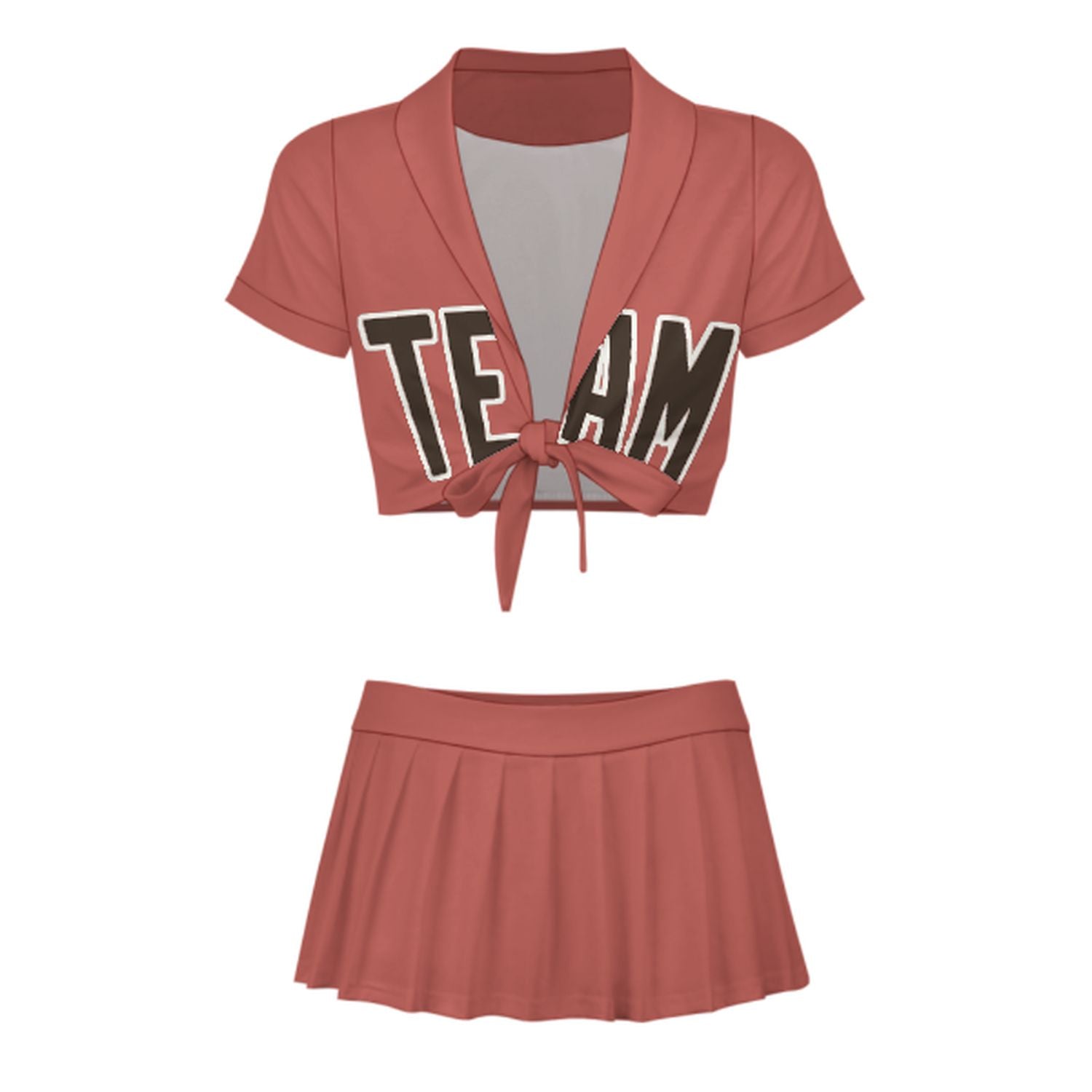 Maßgeschneidertes Kupferrose Braun Cheerleader Outfit Set