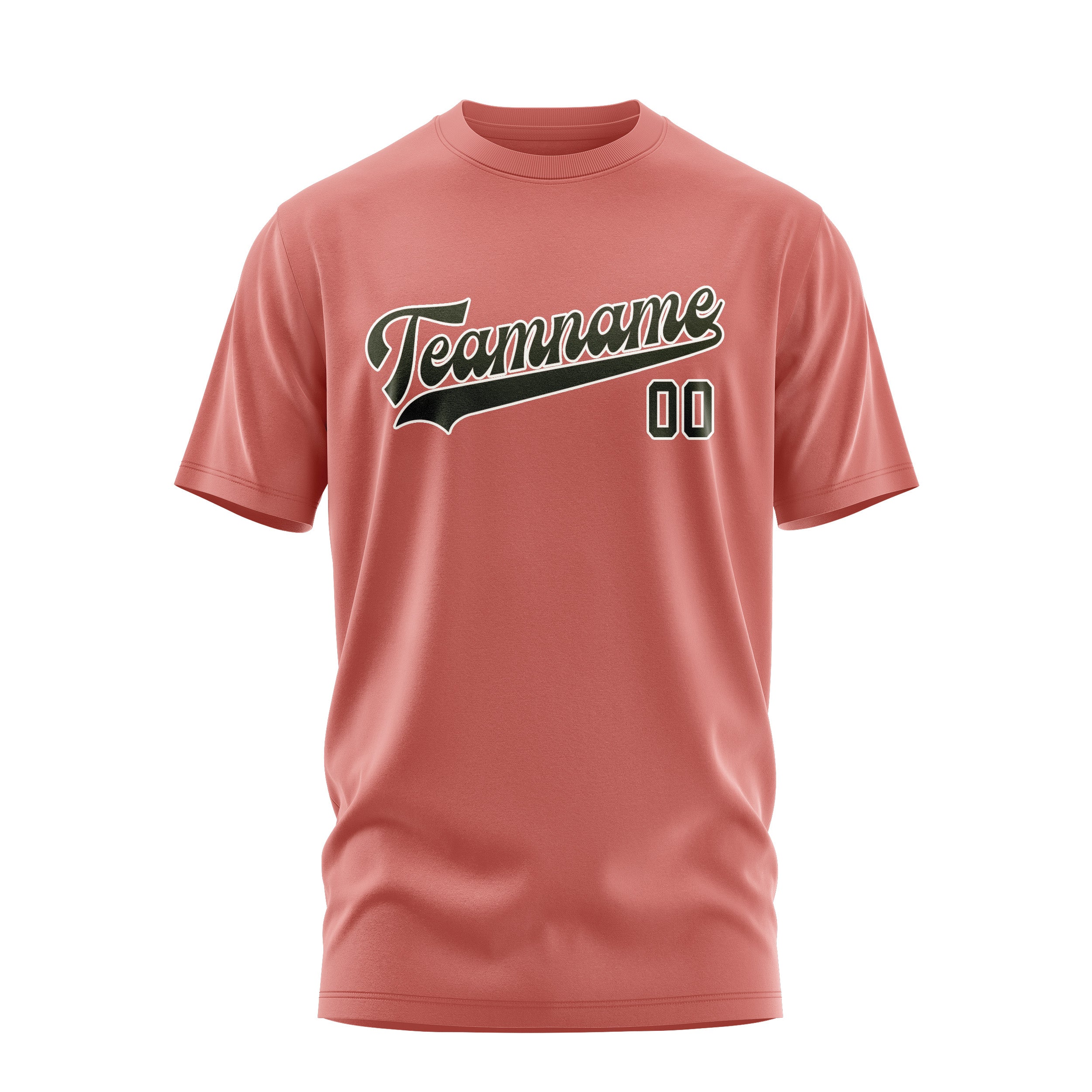 Maßgeschneidertes Kupferrose Dunkles Oliv T-Shirt