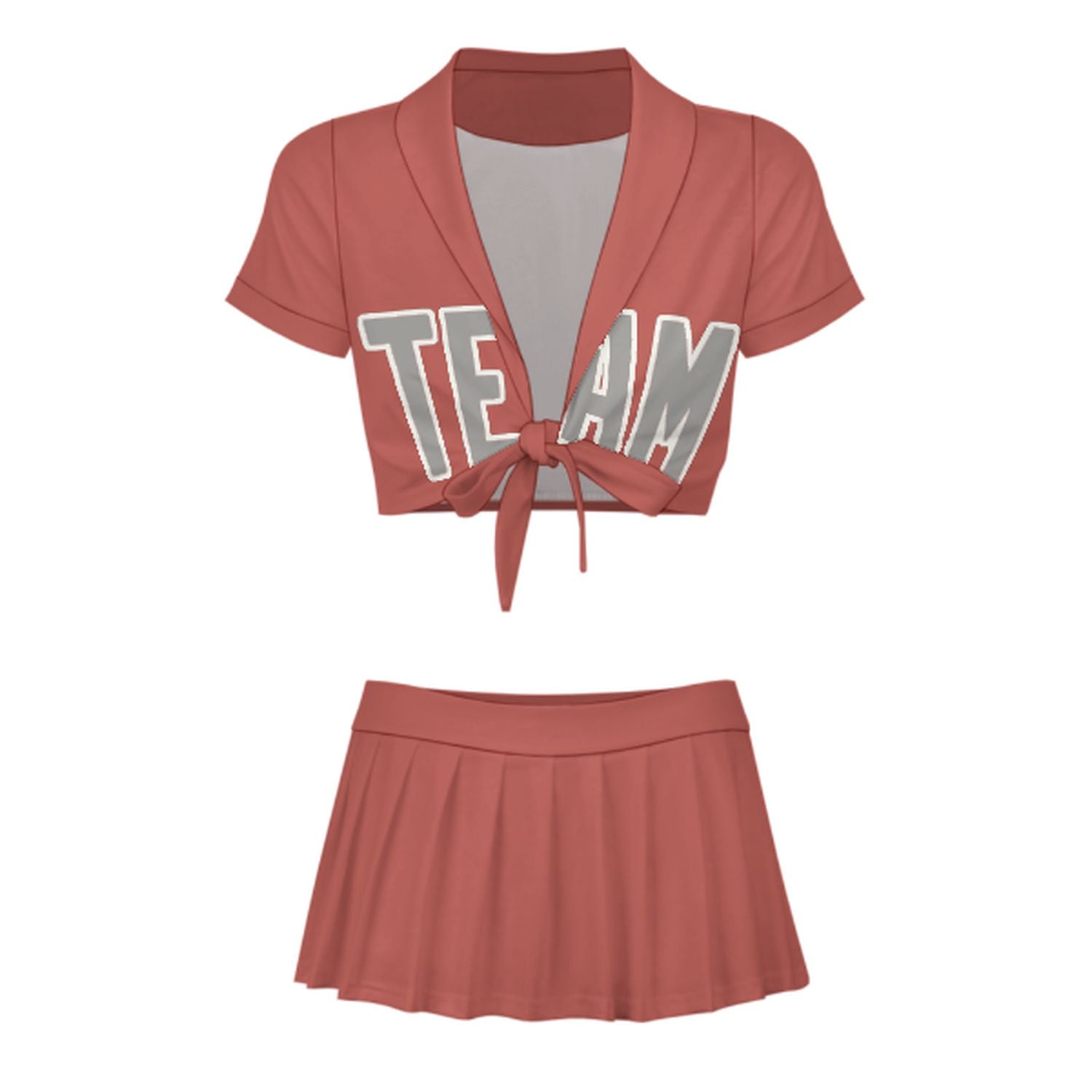 Maßgeschneidertes Kupferrose Grau Cheerleader Outfit Set