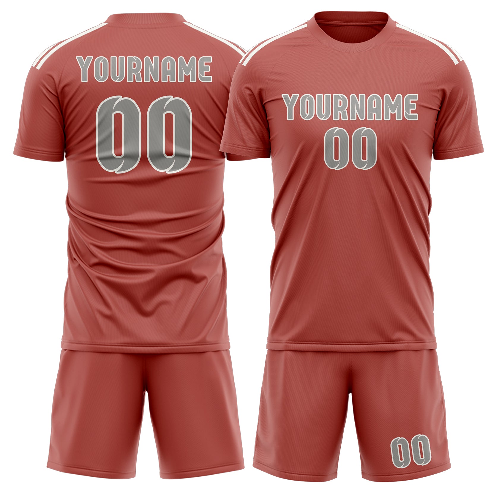 Maßgeschneidertes Professionelles Kupferrose Grau Fußballtrikot-Set