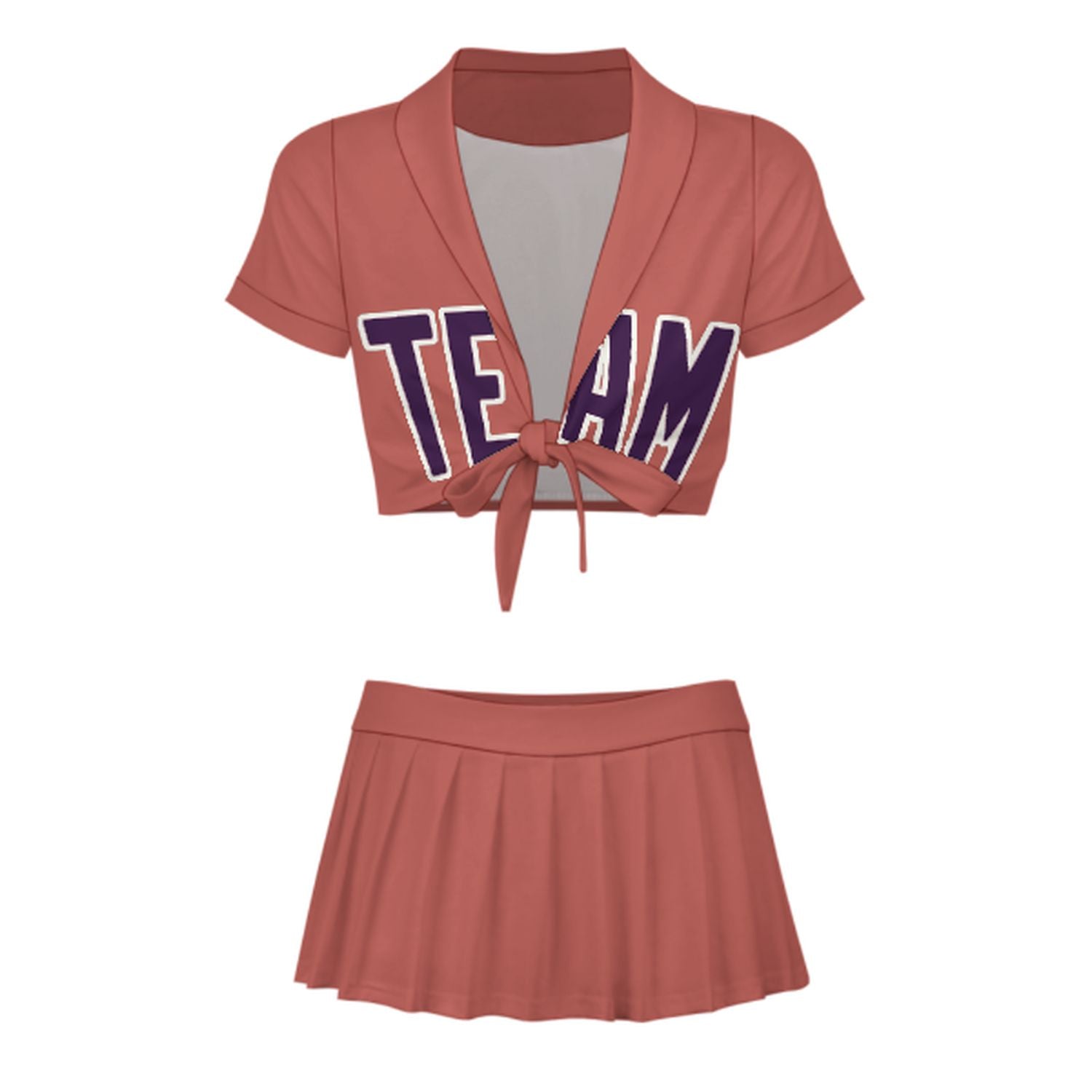 Maßgeschneidertes Kupferrose Lila Cheerleader Outfit Set