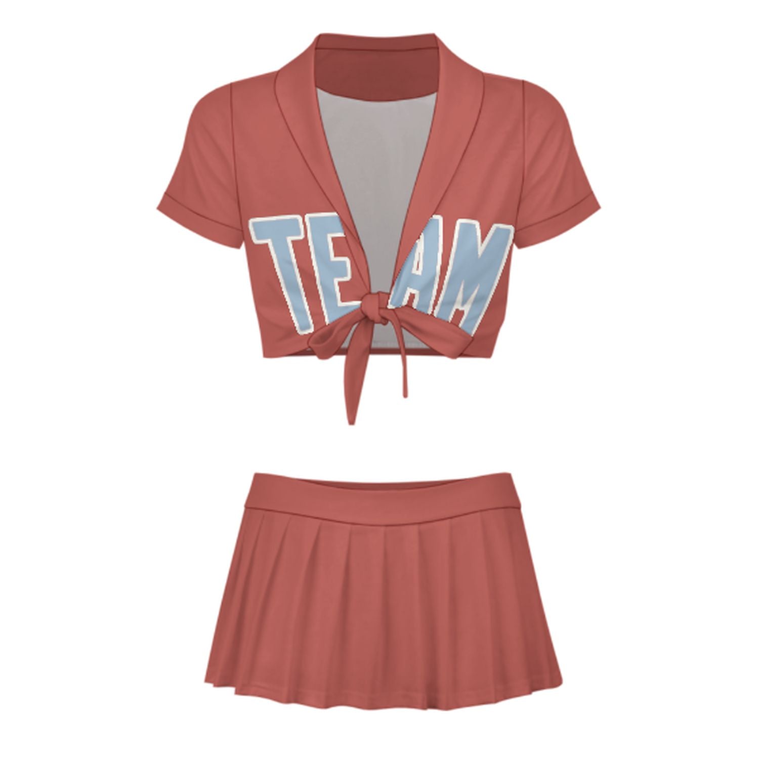 Maßgeschneidertes Kupferrose Hellblau Cheerleader Outfit Set