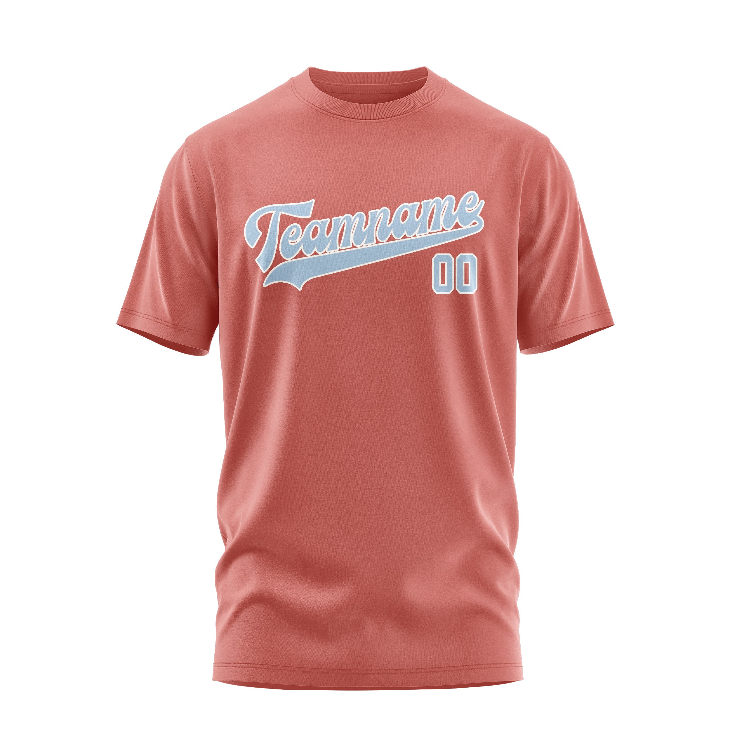 Maßgeschneidertes Kupferrose Hellblau T-Shirt