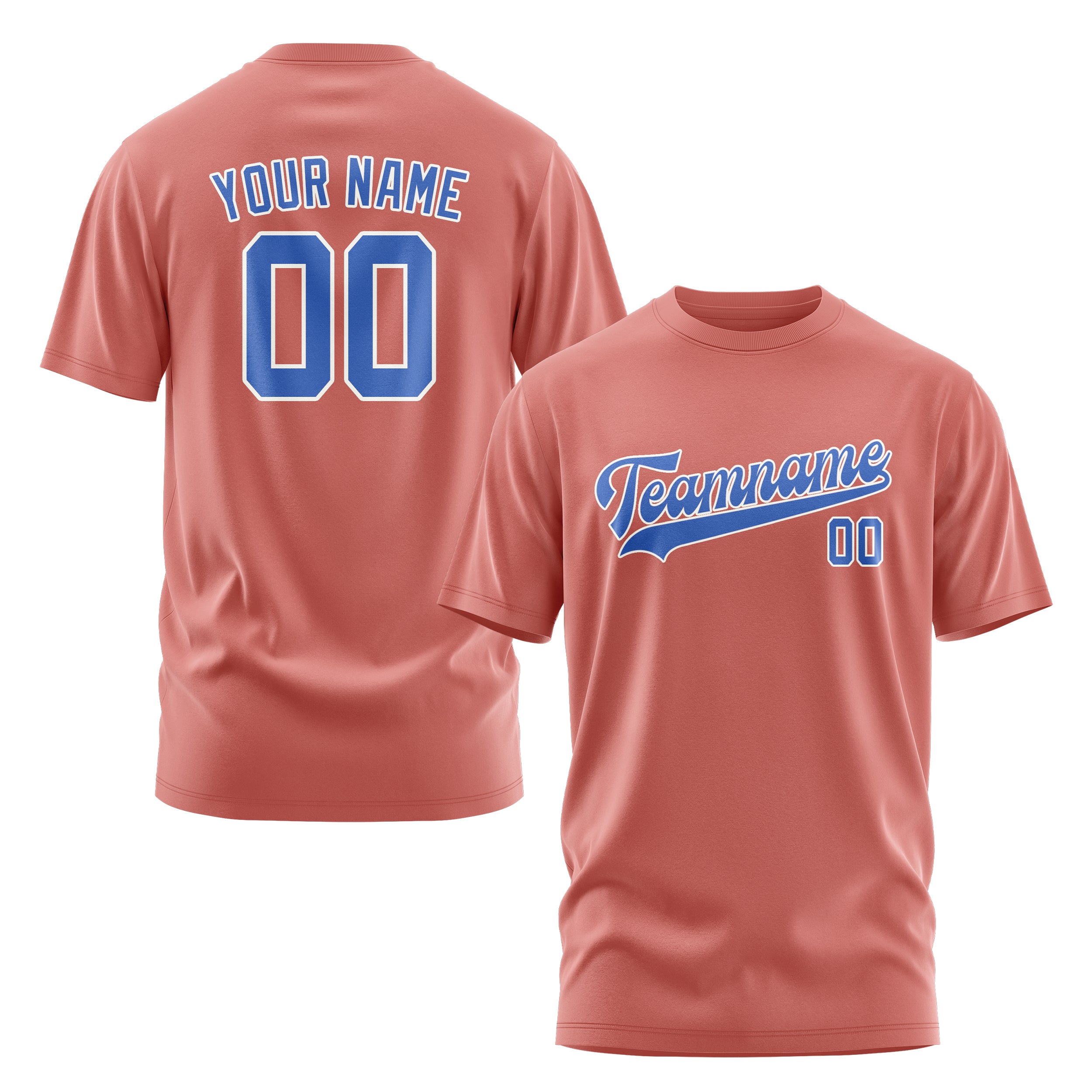 Maßgeschneidertes Kupferrose Himmelblau T-Shirt