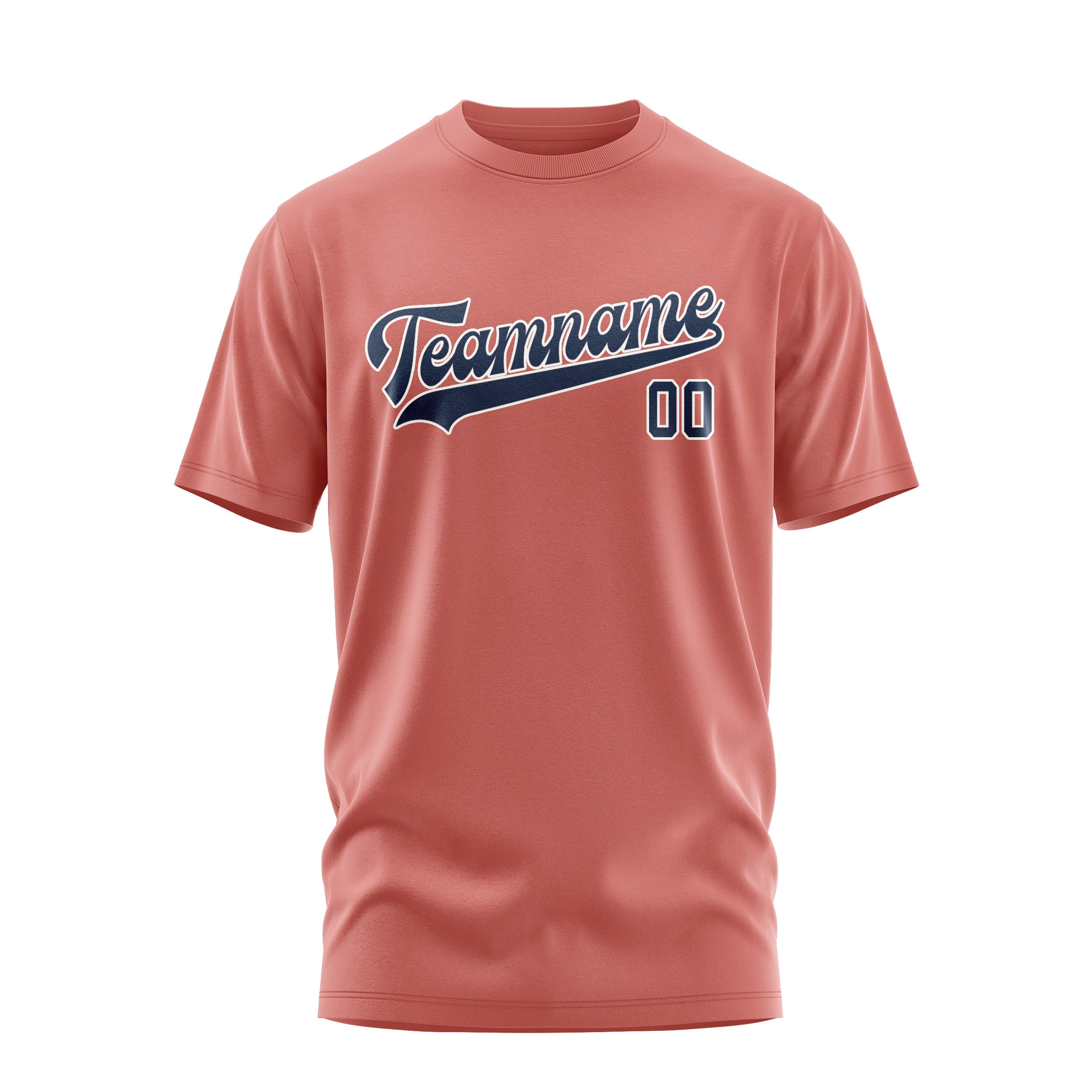 Maßgeschneidertes Kupferrose Marineblau T-Shirt