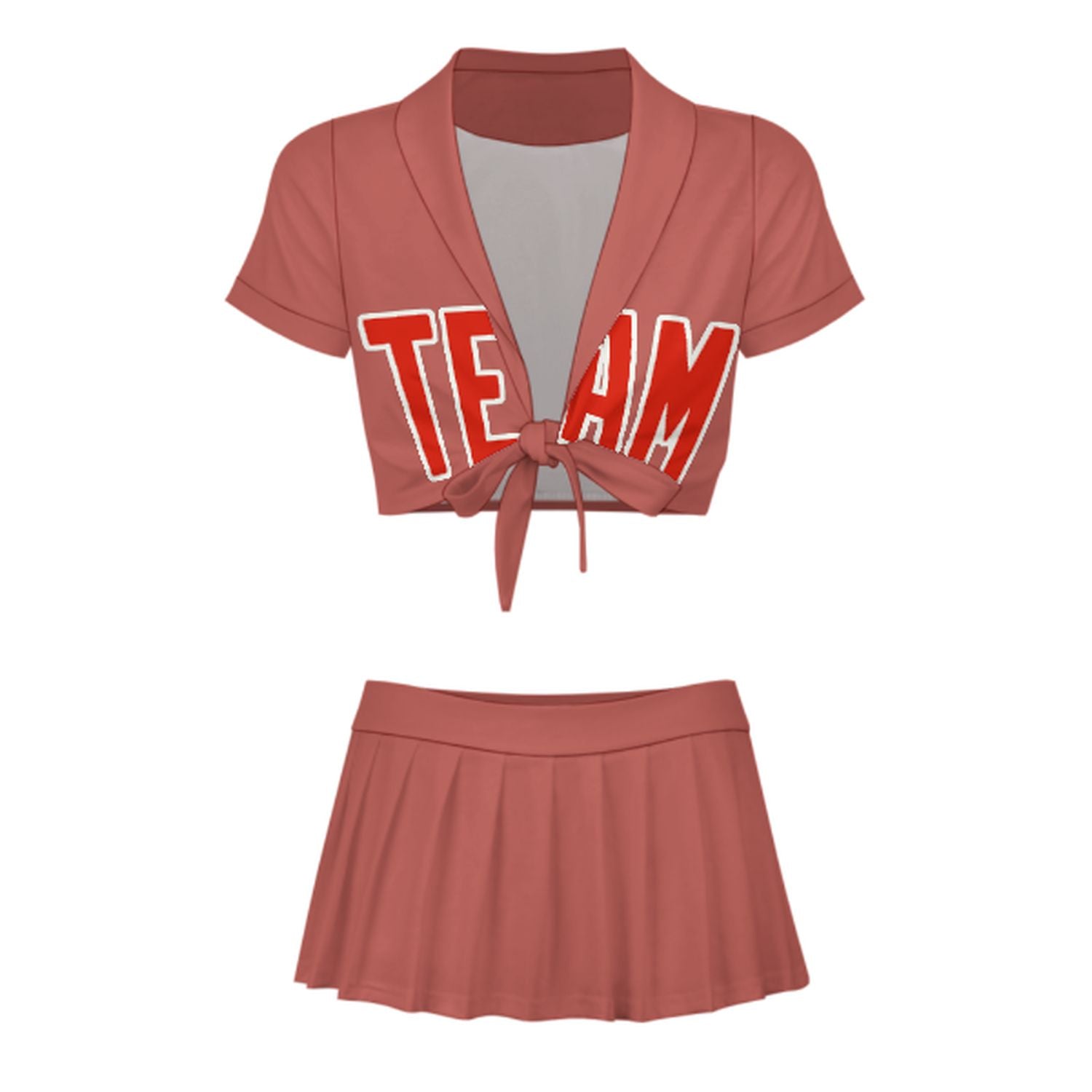 Maßgeschneidertes Kupferrose Orangerot Cheerleader Outfit Set