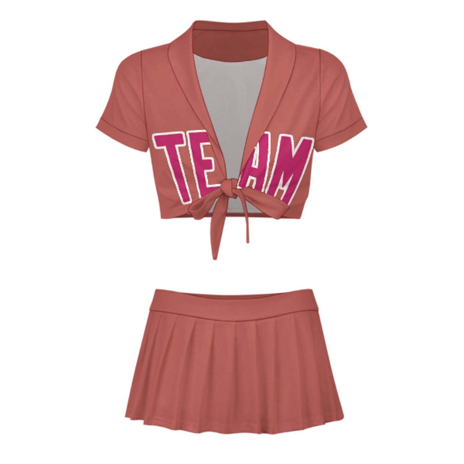 Maßgeschneidertes Kupferrose Rosarot Cheerleader Outfit Set