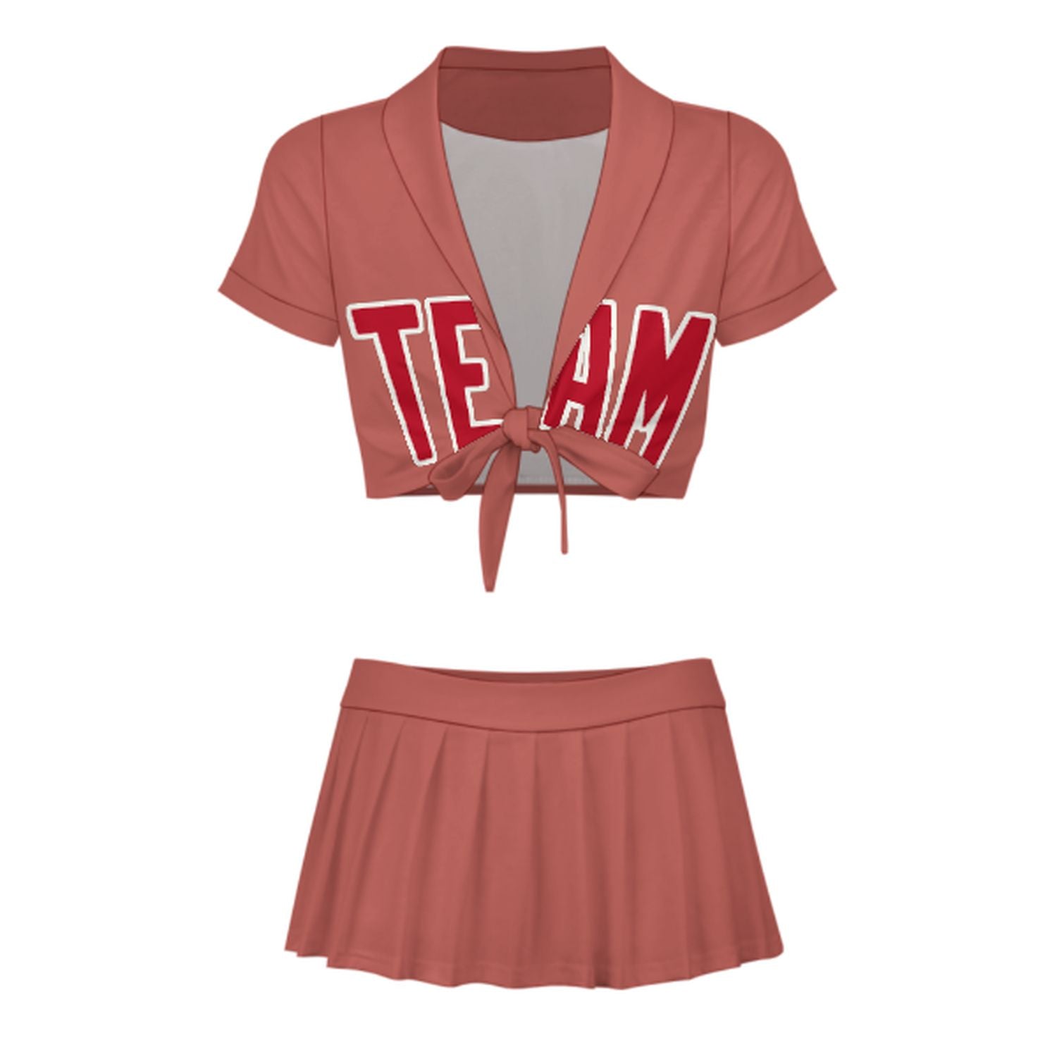 Maßgeschneidertes Kupferrose Rot Cheerleader Outfit Set