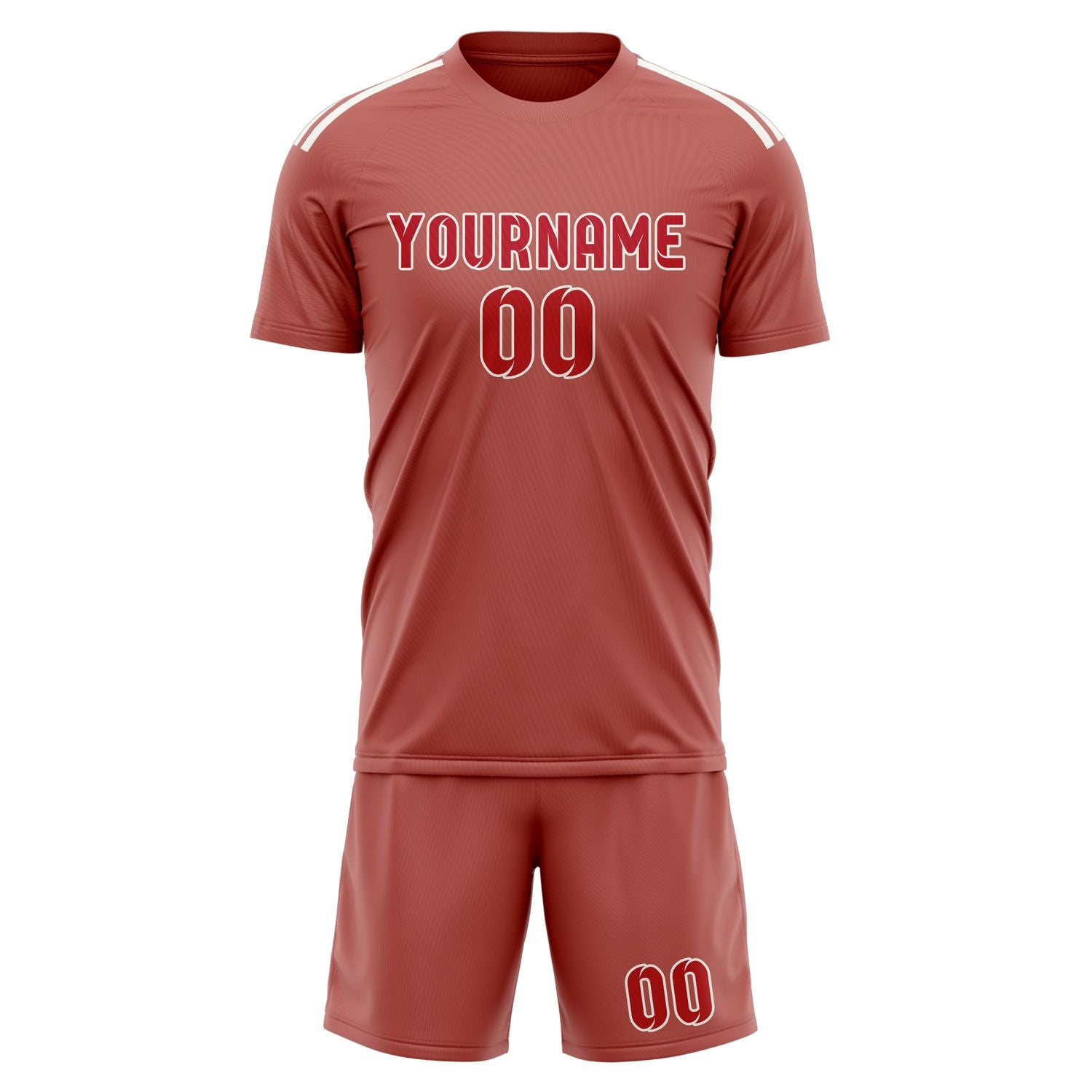 Maßgeschneidertes Professionelles Kupferrose Rot Fußballtrikot-Set