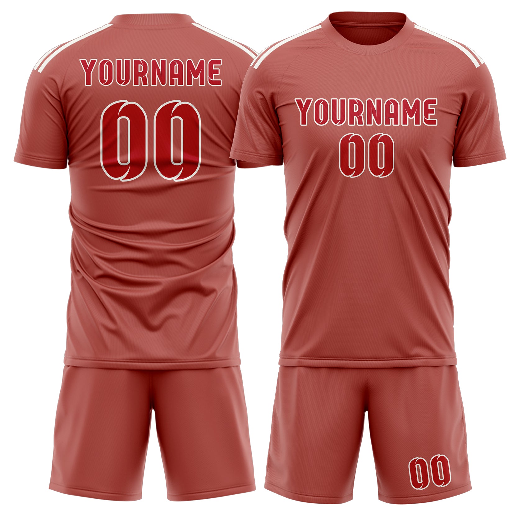 Maßgeschneidertes Professionelles Kupferrose Rot Fußballtrikot-Set
