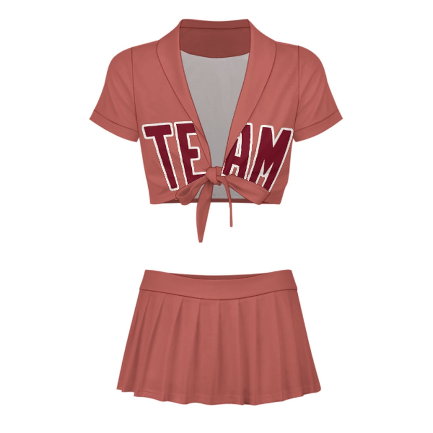 Maßgeschneidertes Kupferrose Karmesinrot Cheerleader Outfit Set