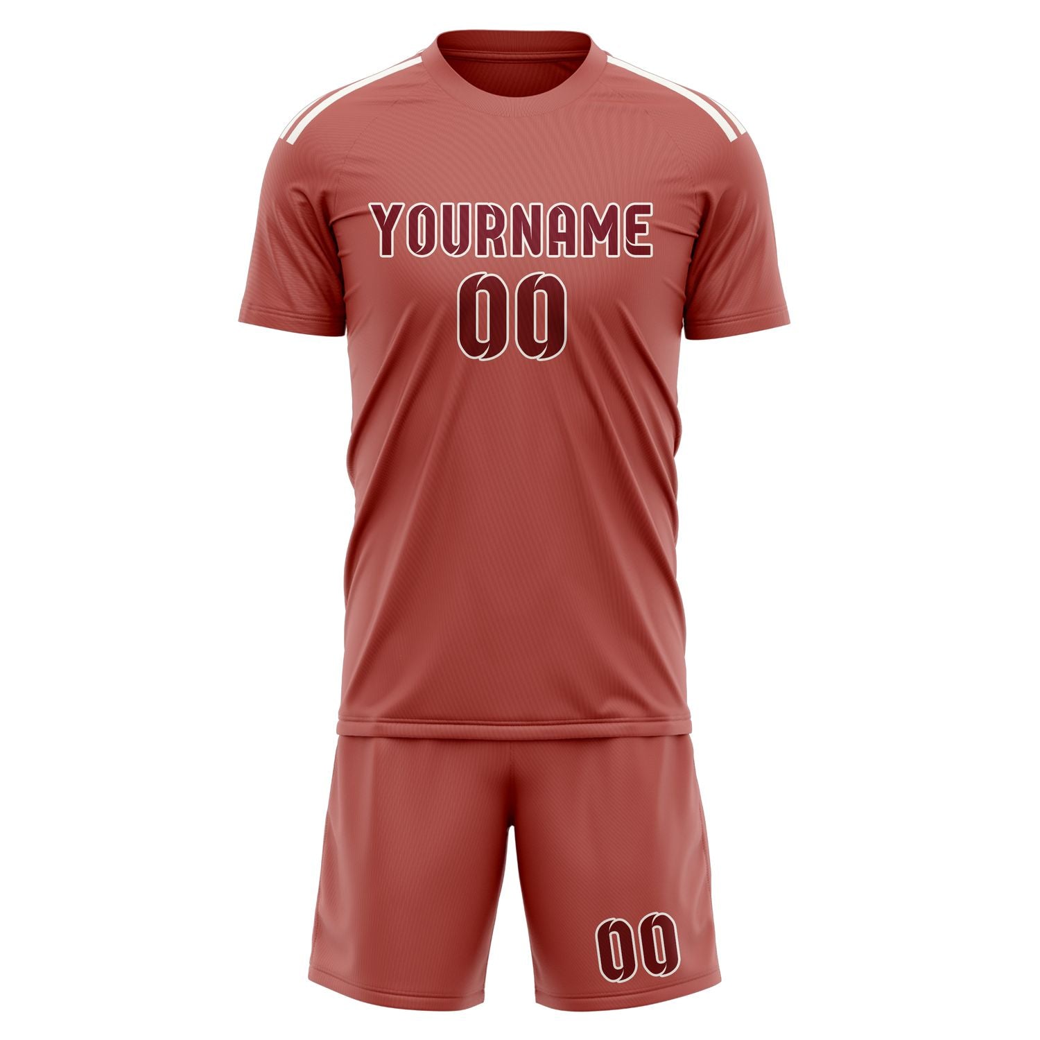 Maßgeschneidertes Professionelles Kupferrose Karmesinrot Fußballtrikot-Set