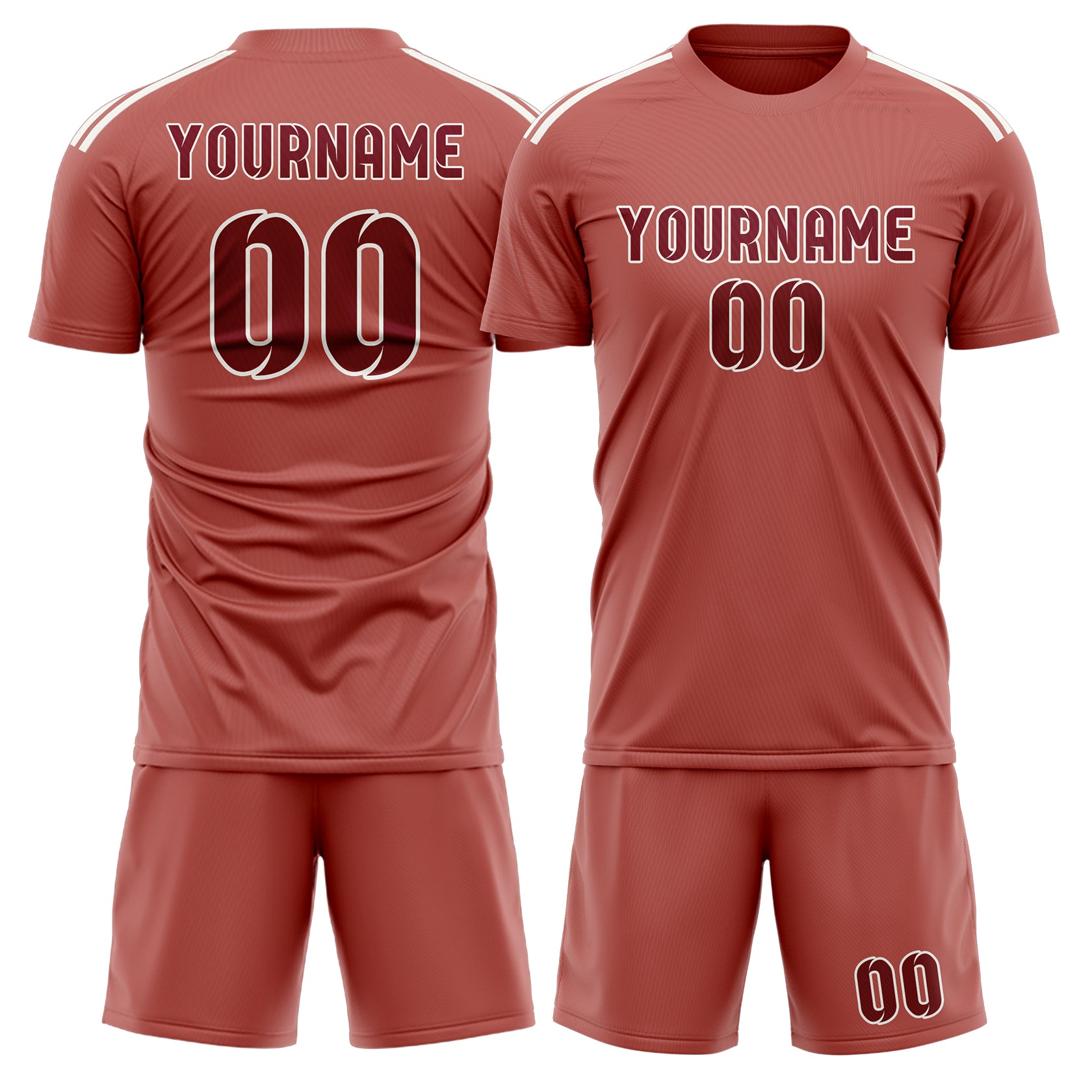 Maßgeschneidertes Professionelles Kupferrose Karmesinrot Fußballtrikot-Set